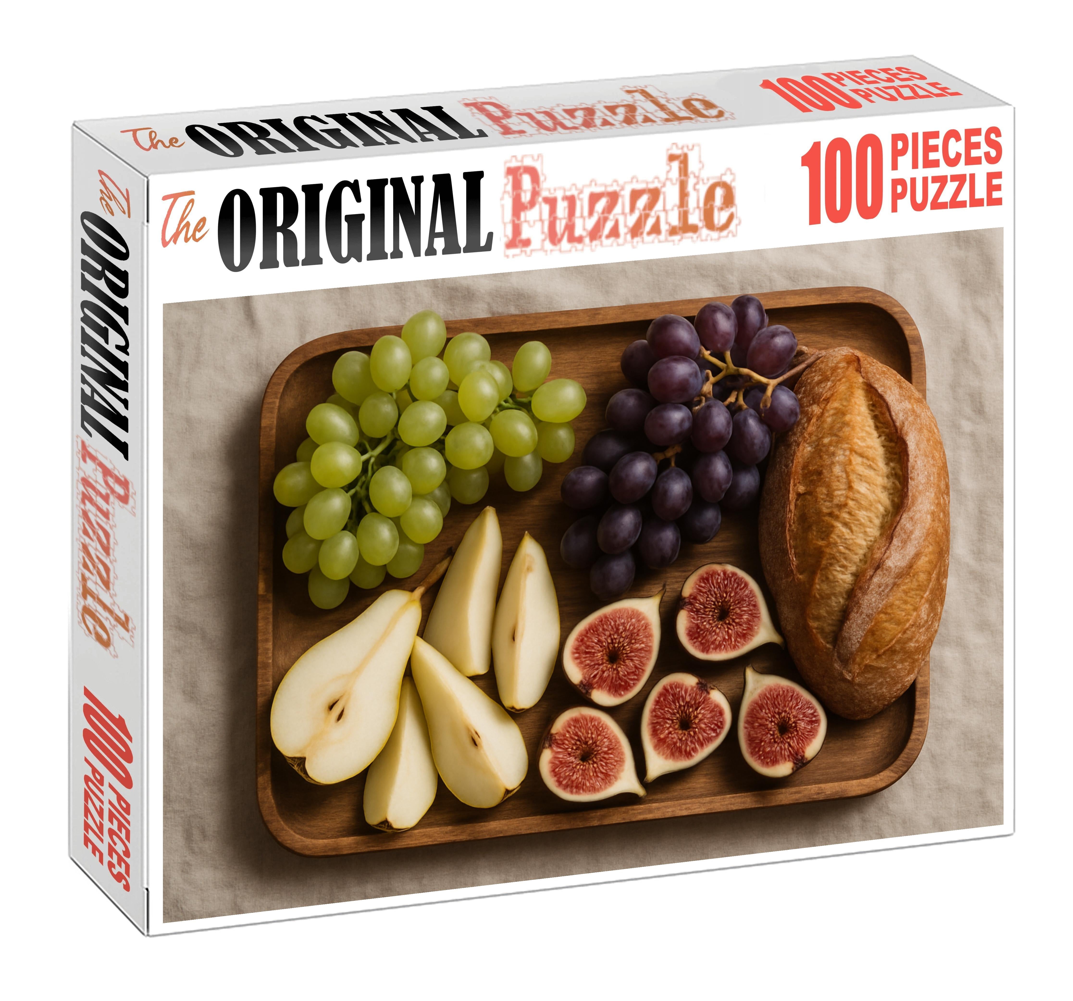 Market Day Cornucopia Fresh Grapes Figs Pears And Rustic Bread Loaf 20 Piece Puzzle