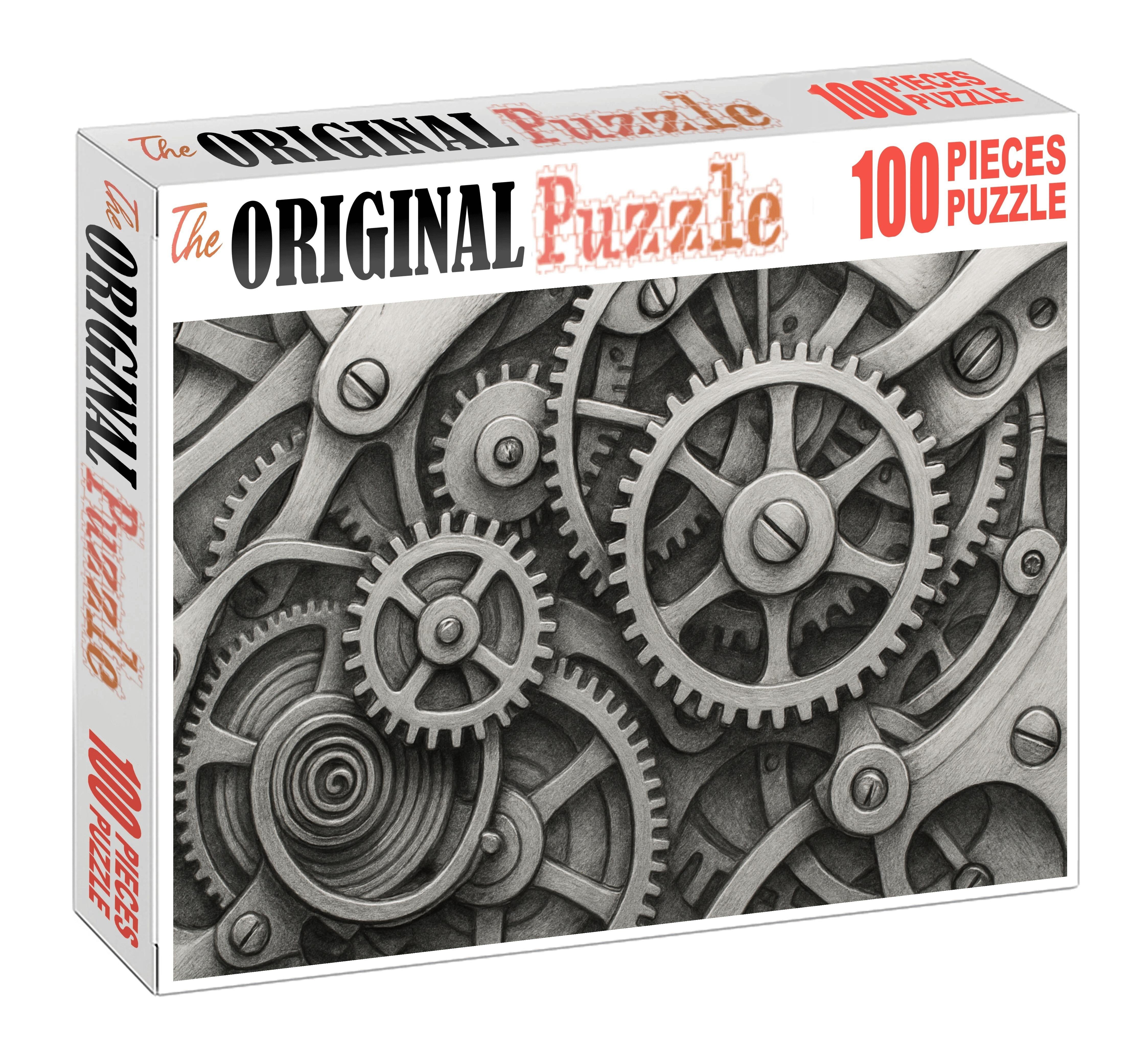 Mechanical Clockworks Precise Ink And Graphite Technical Rendering Large Format Puzzle