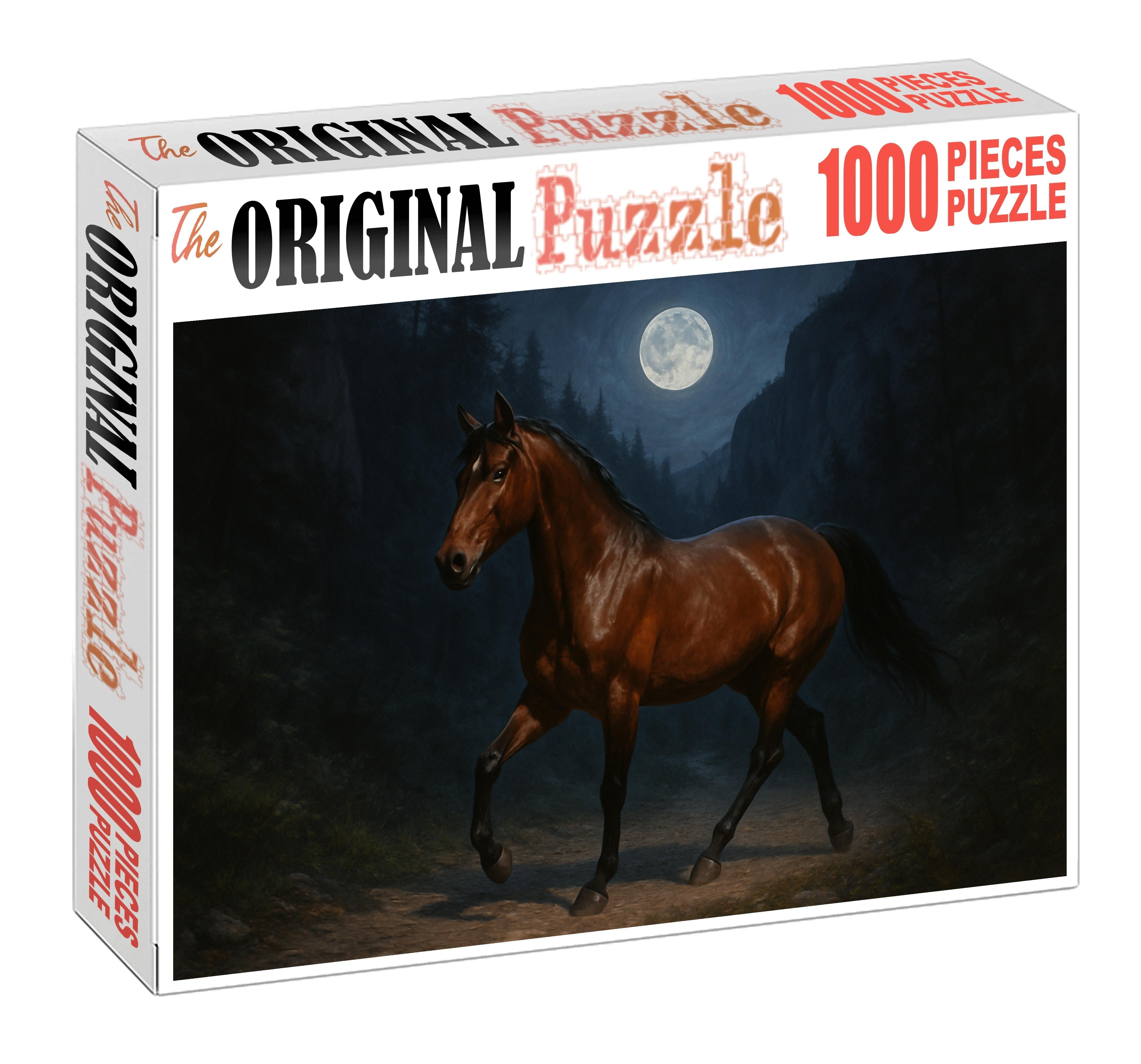 Moonlit Canyon Charger Rugged Bay Gelding With Sturdy Build Custom Jigsaw Puzzle