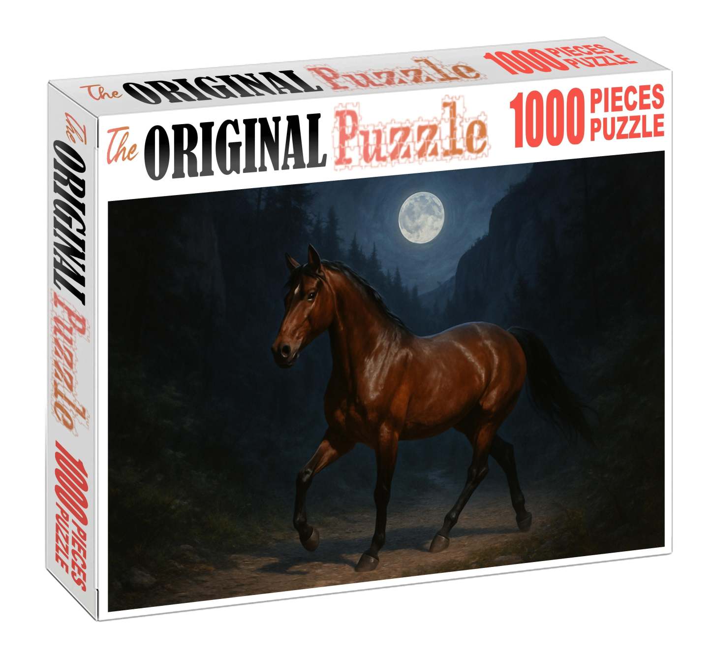 Moonlit Canyon Charger Rugged Bay Gelding With Sturdy Build Custom Jigsaw Puzzle