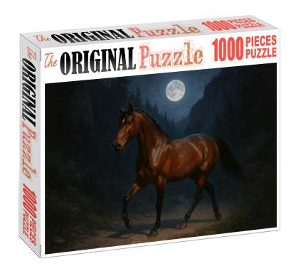 Moonlit Canyon Charger Rugged Bay Gelding With Sturdy Build Custom Jigsaw Puzzle