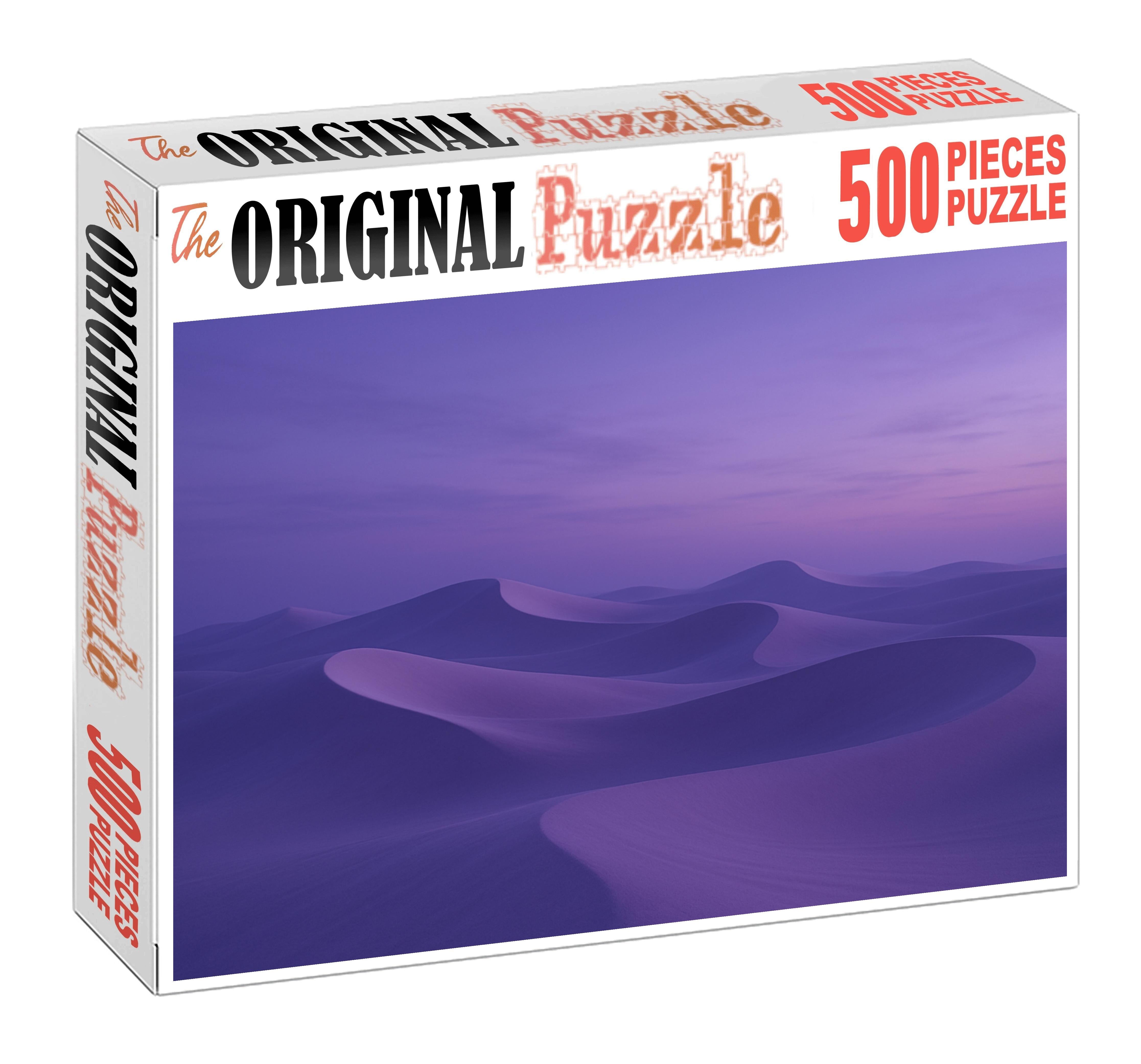 Ivory Crescent Sea Soft Waves Of Pale Sand Under Twilight Premium Puzzle Pieces