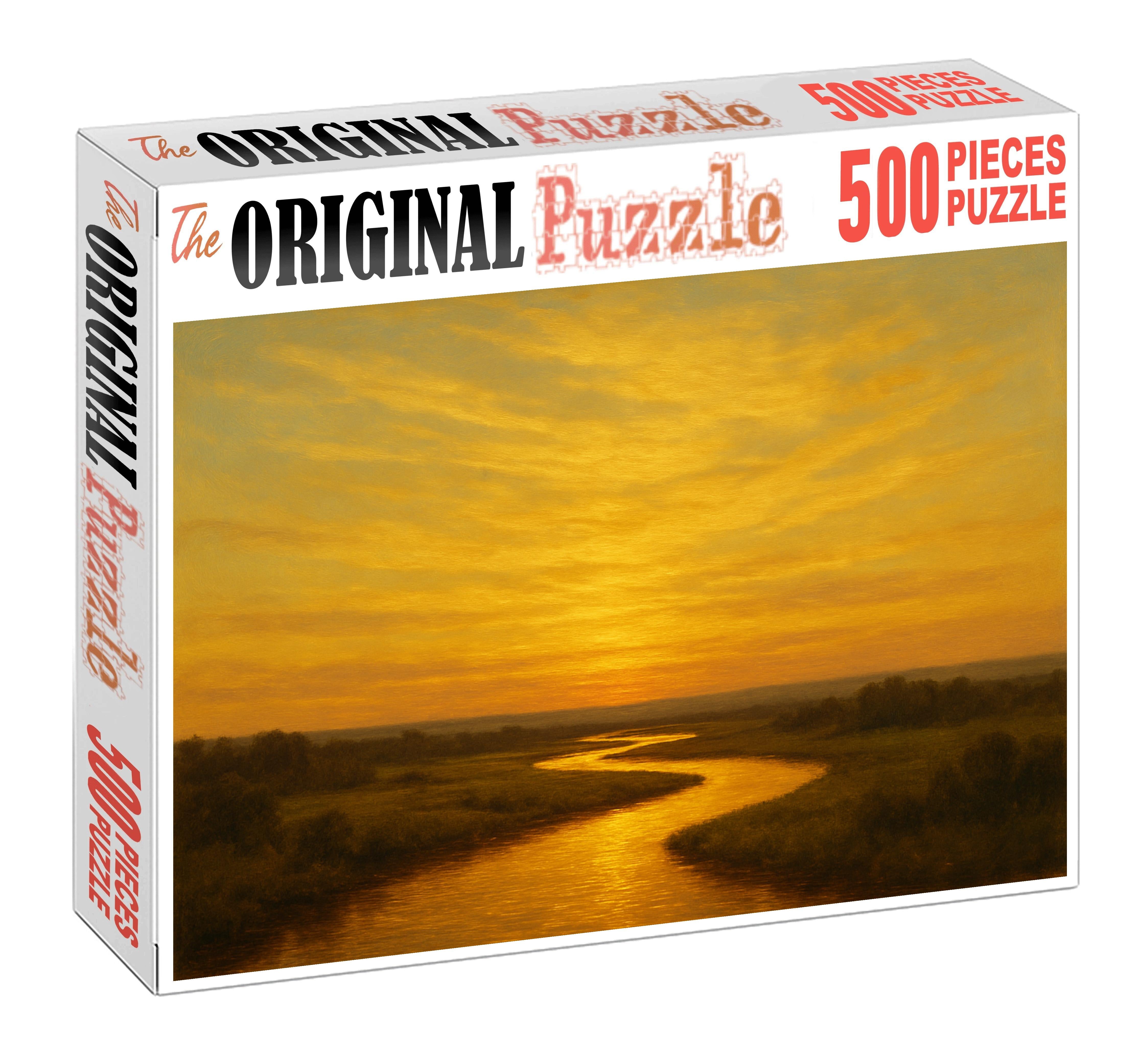 Golden Hour Horizon Stretch Premium Puzzle Pieces