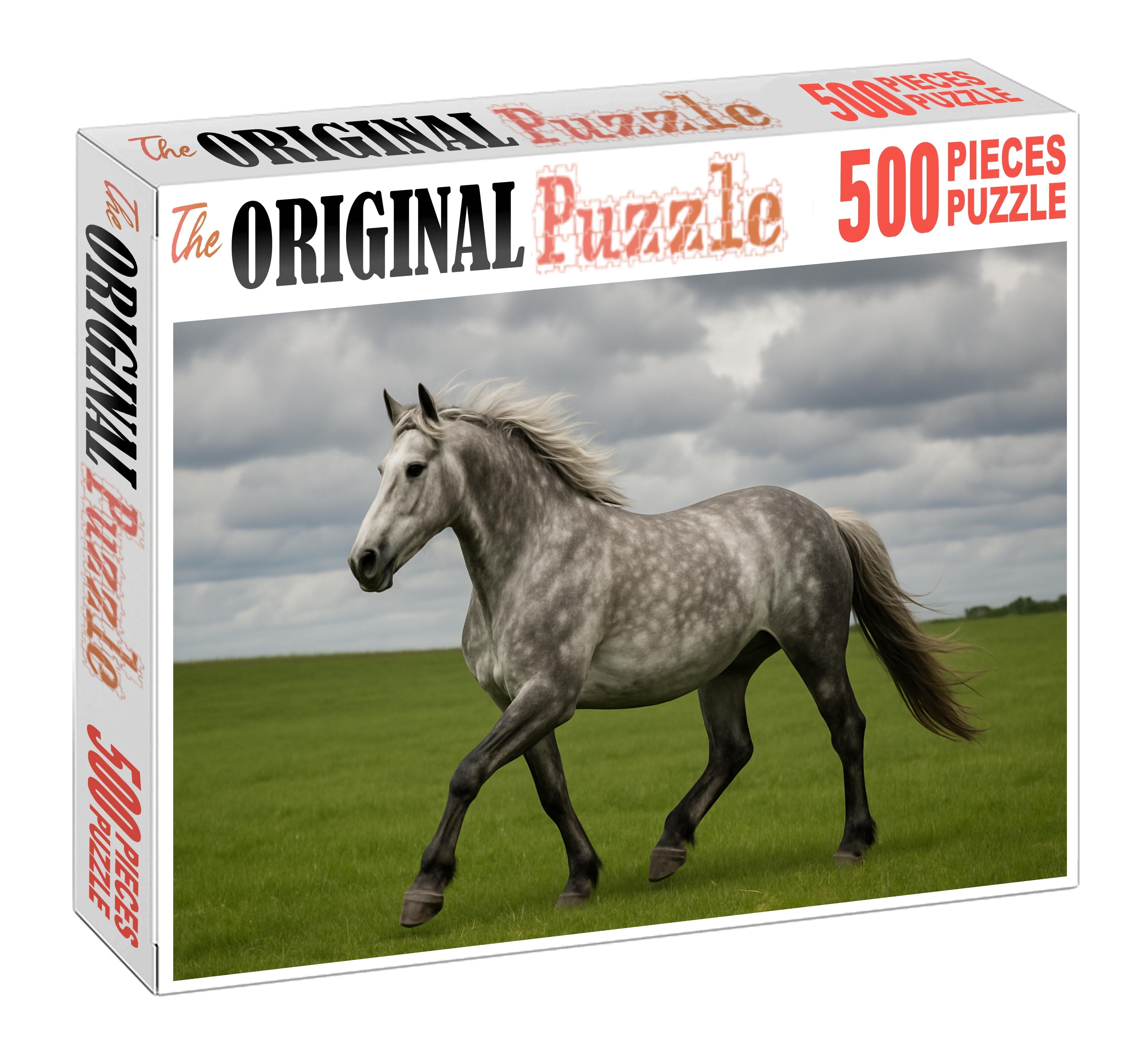 Silver Dapple Sleek Mottled Coat Herding Dog With Steady Gaze Puzzle Collection