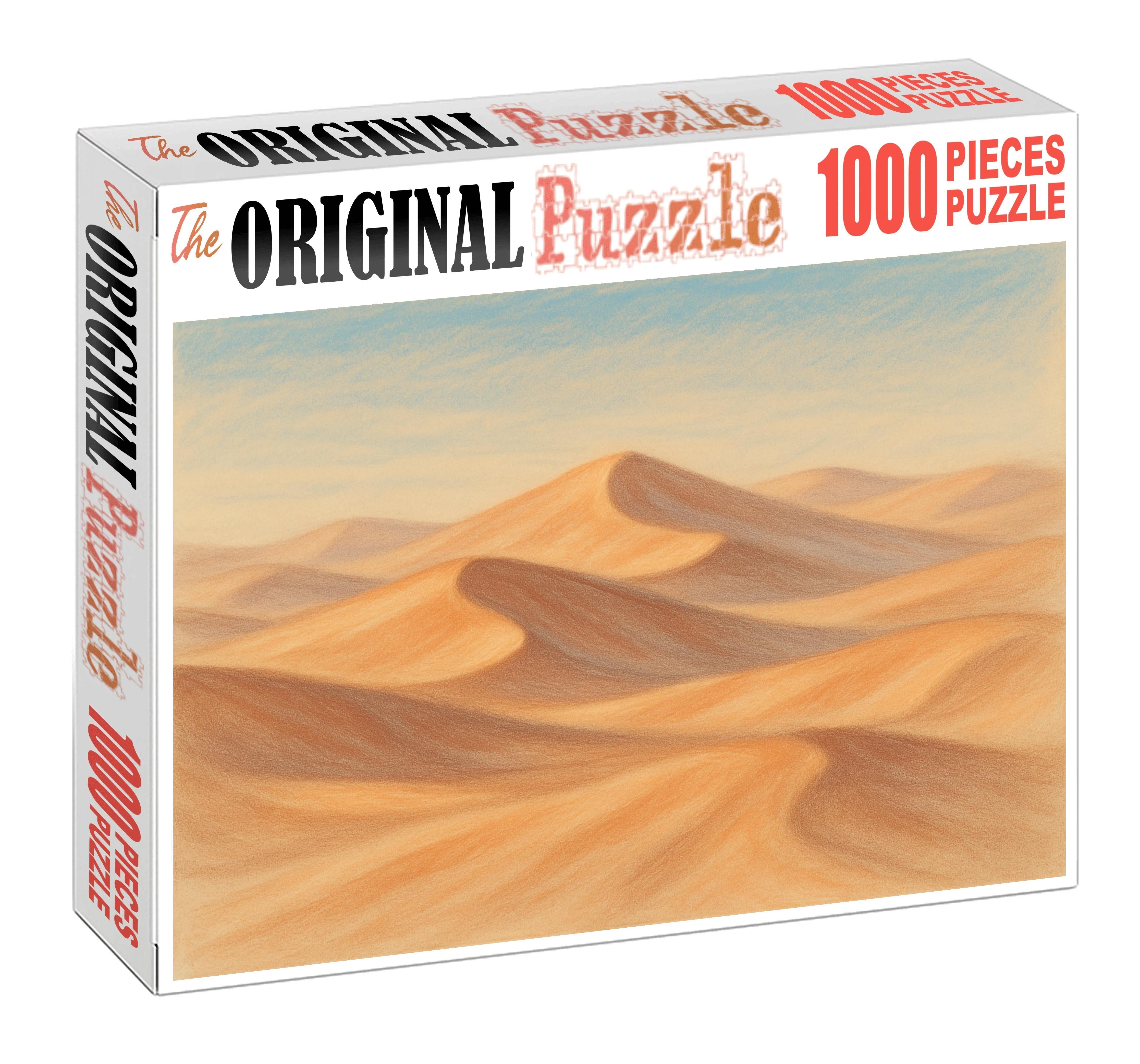Desert Dunes In Pastel Soft Chalk Landscape Sketch Premium Puzzle Pieces