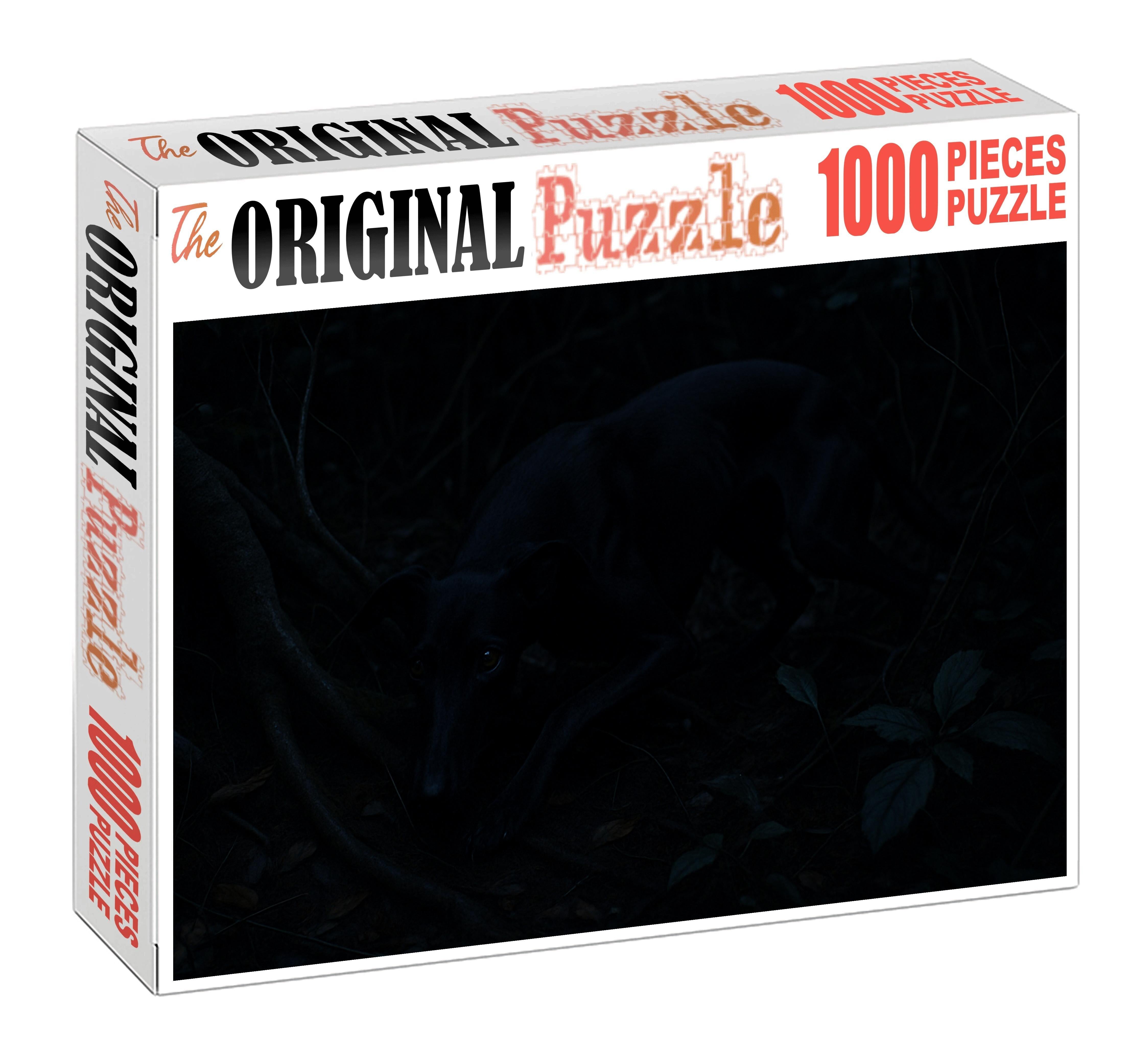 Obsidian Whisperer Stealthy Forest Canine With Glossy Black Coat Mini Puzzle