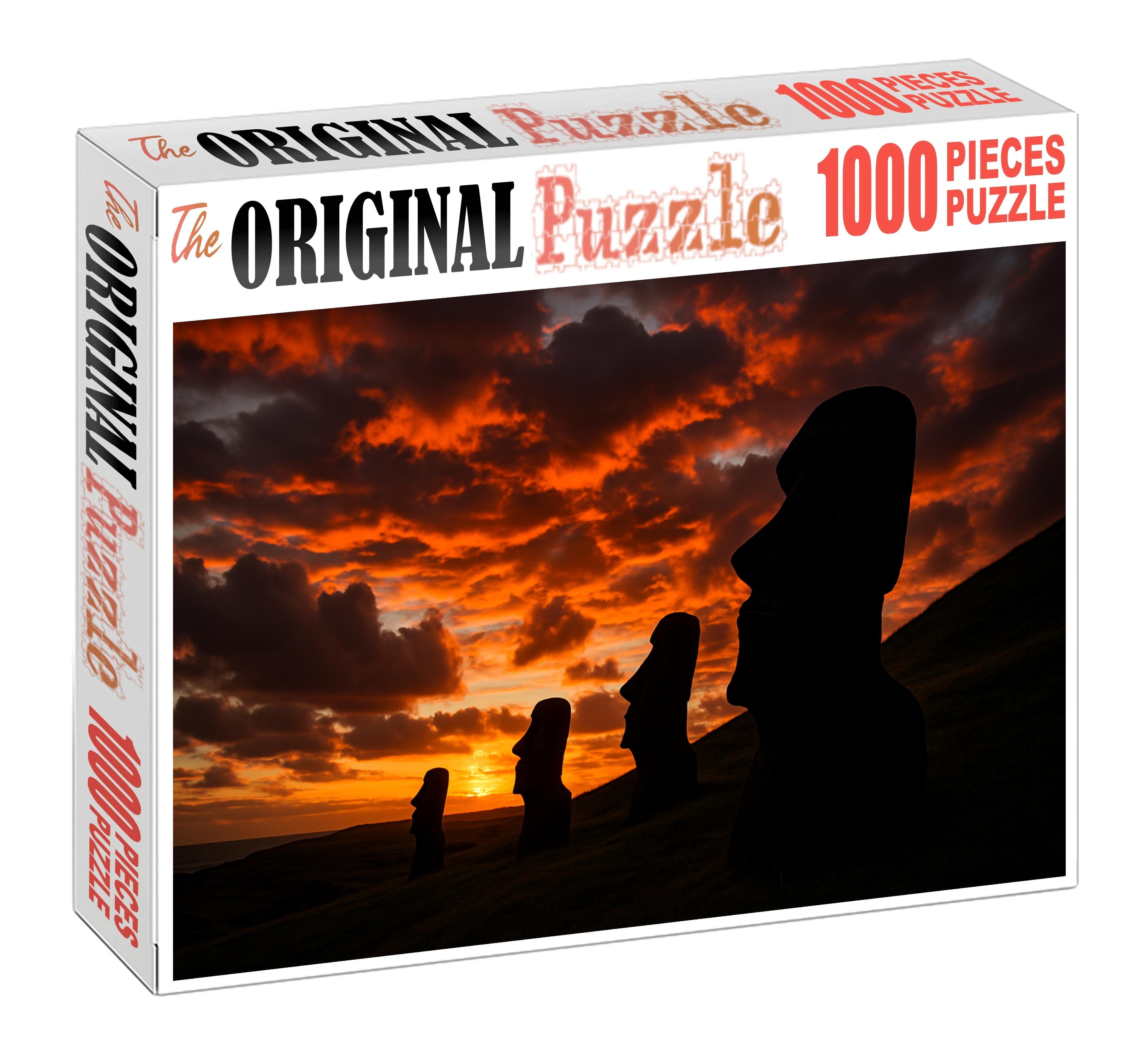 Moai Statues Of Easter Island Chile Identified By 6890 As Enigmatic Monolithic Sculptures Custom Jigsaw Puzzle