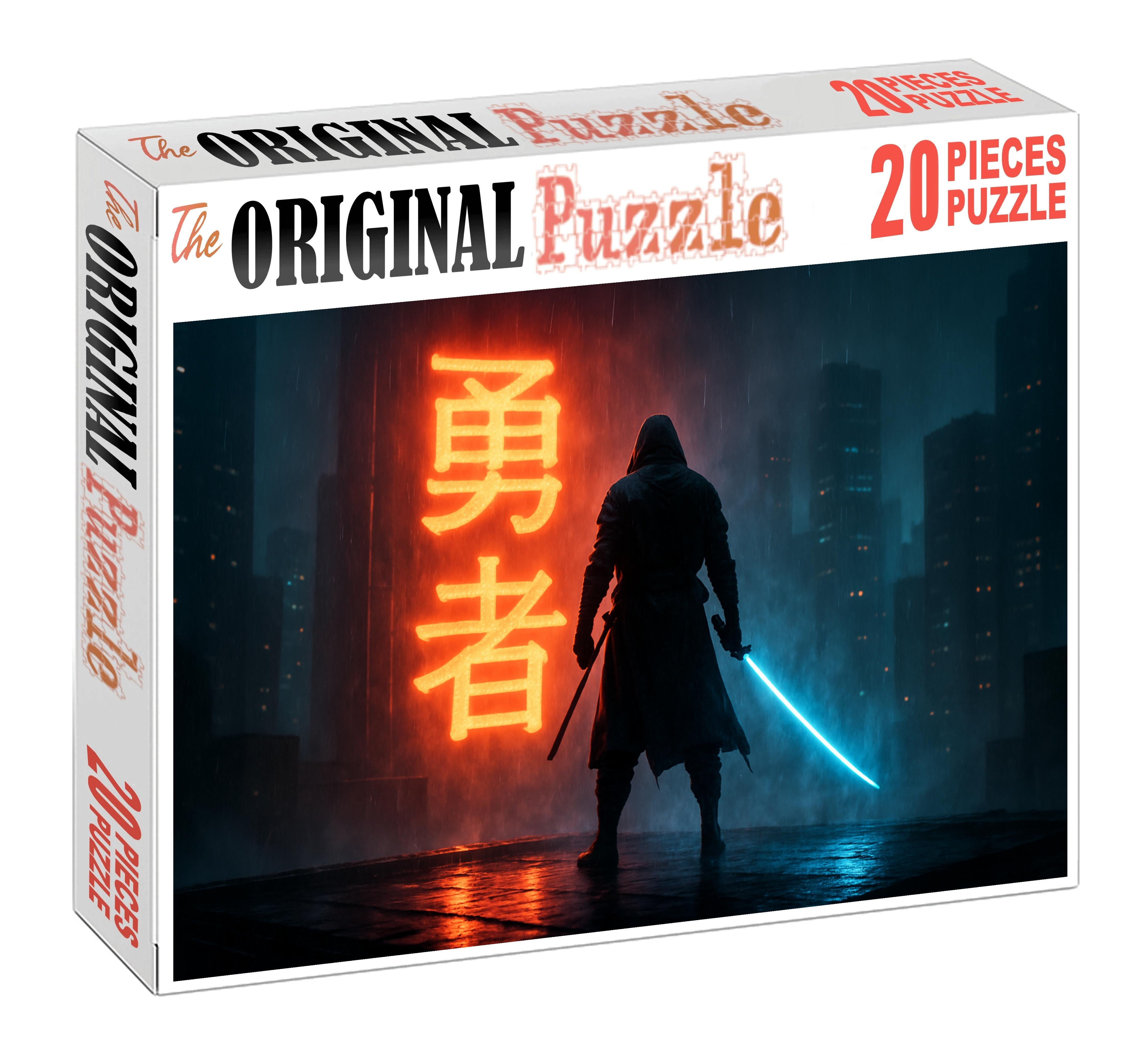 Mystic Cyber Samurai Neon-infused Futuristic Warrior 50 Piece Puzzle