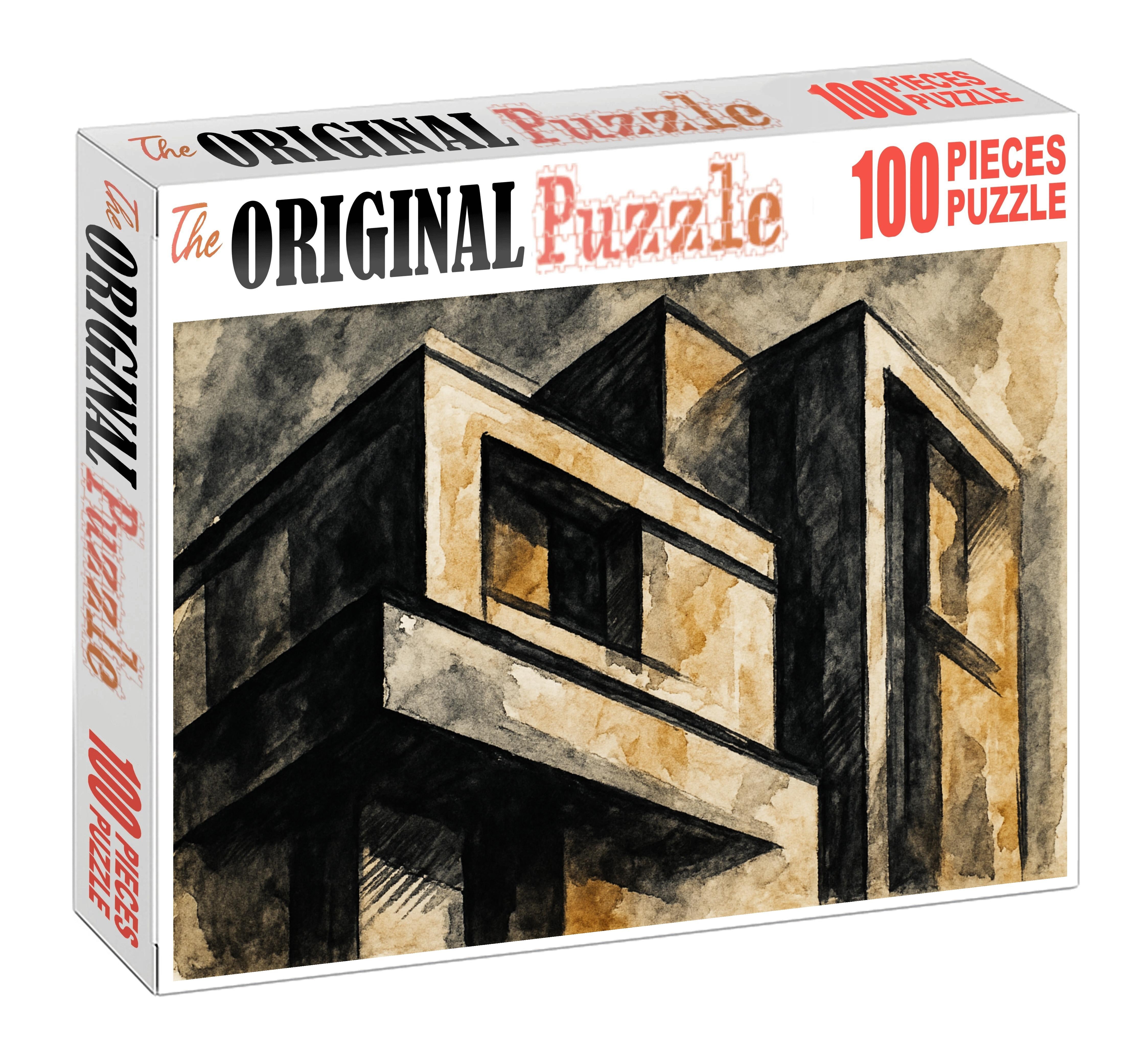 Abstract Architectural Fragment Bold Ink Strokes And Textured Surfaces Large Format Puzzle