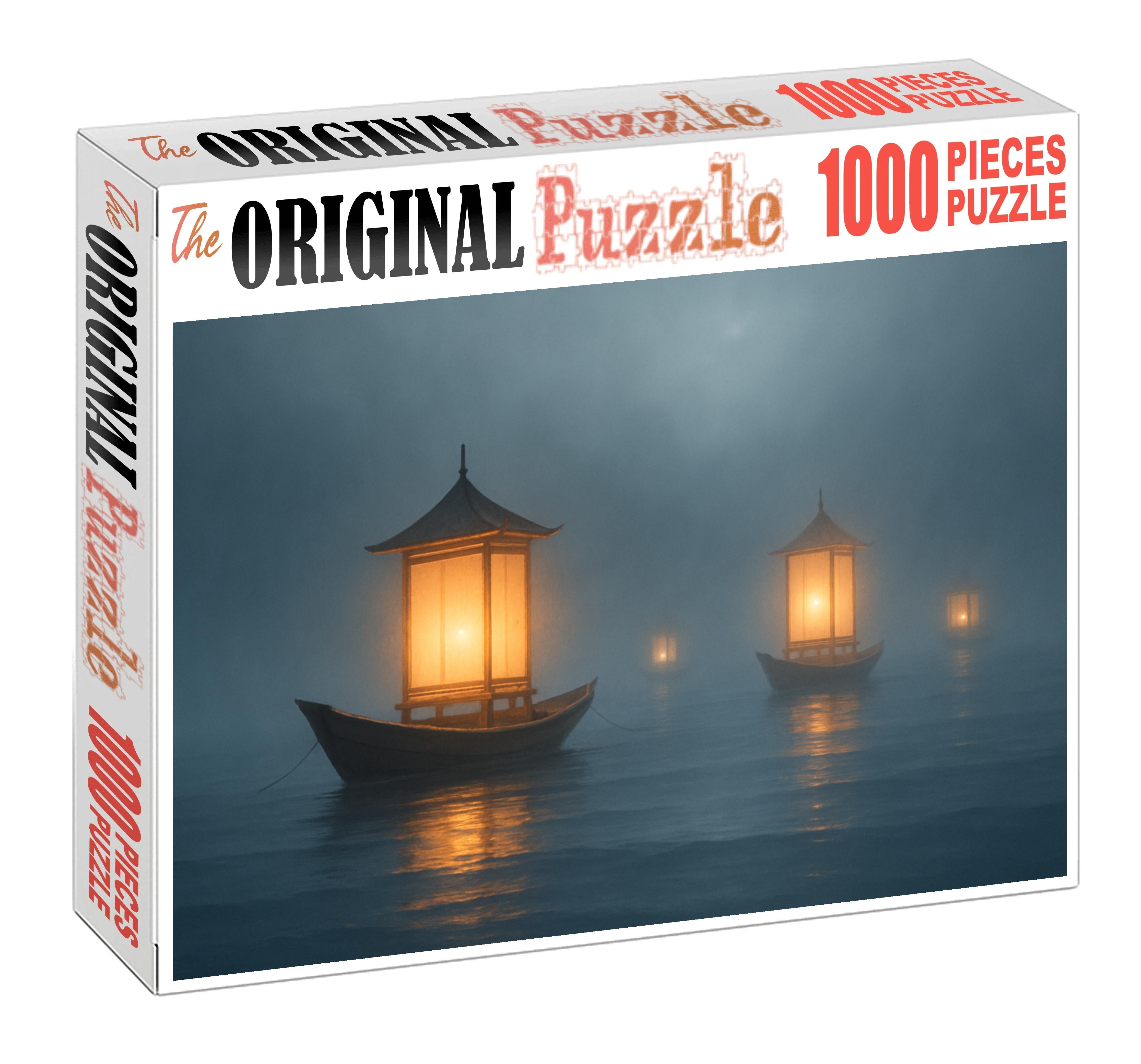 The Lantern Harbor Ships Of Light Sailing Through Foggy Twilight Unique Puzzle Design