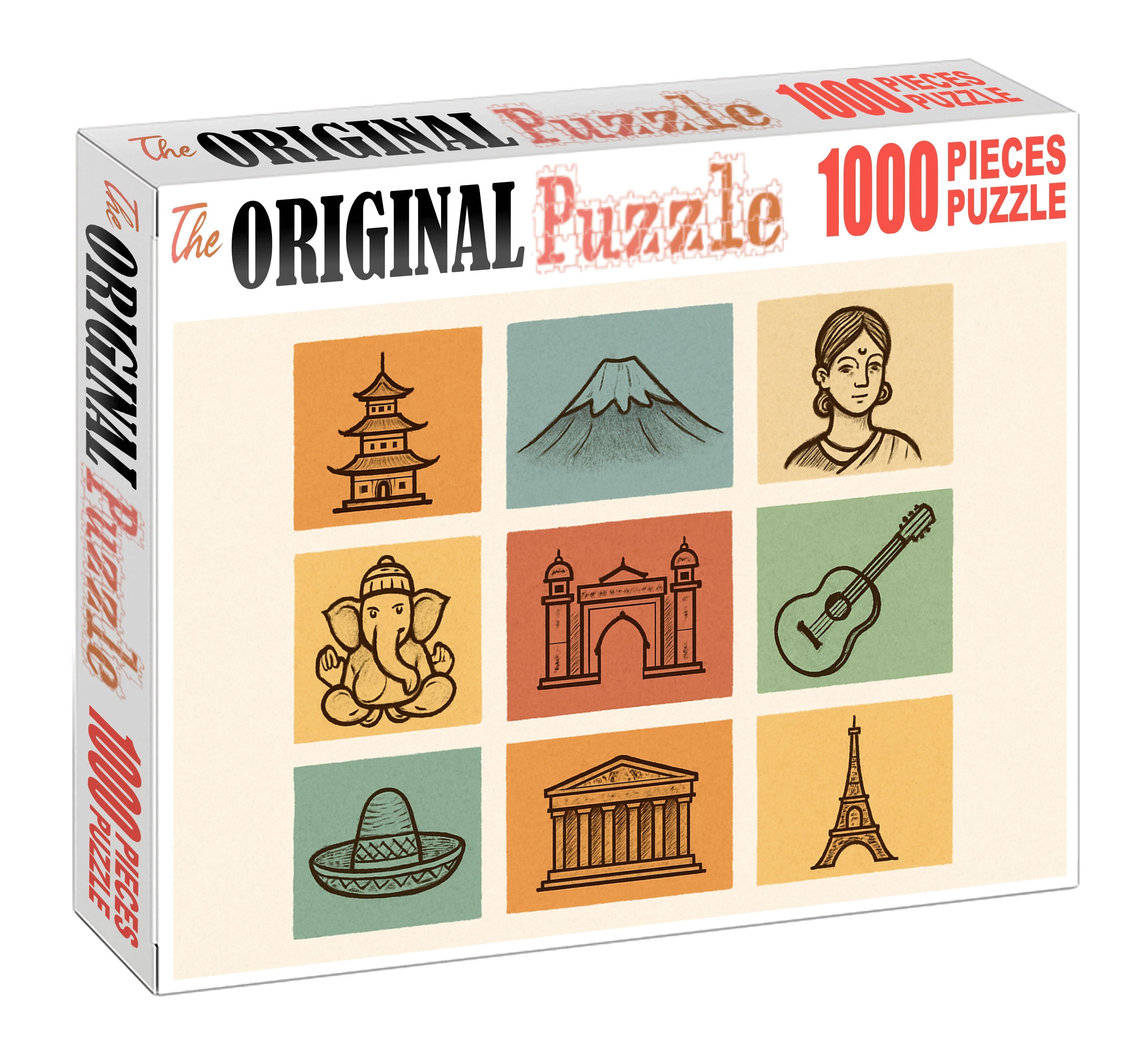 Cultural Landscape Symbolic Map Puzzle For Adults