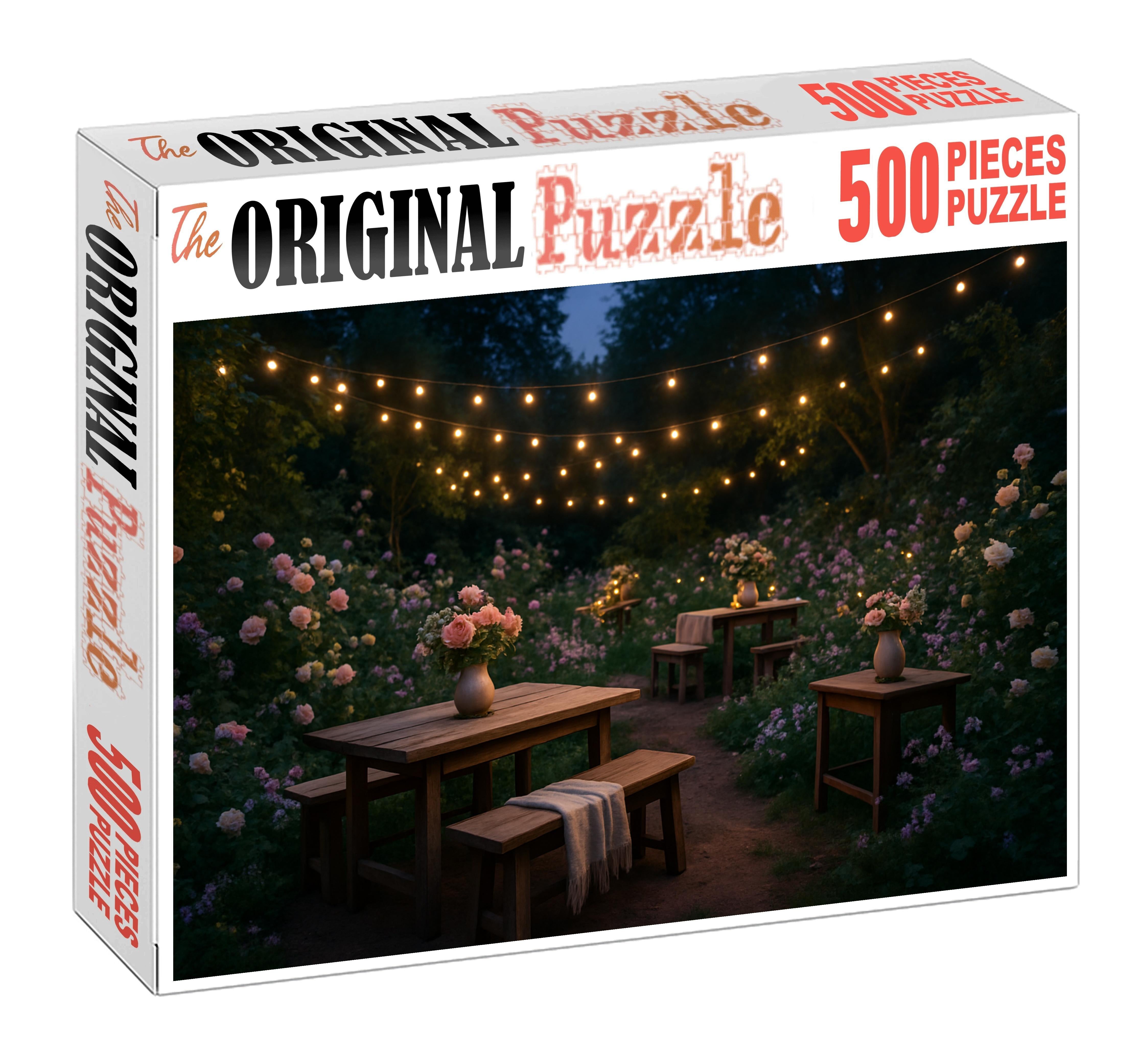 Midsummer Garden Serenade Twilight Blooms And Twinkling Fairy Lights 100 Piece Puzzle