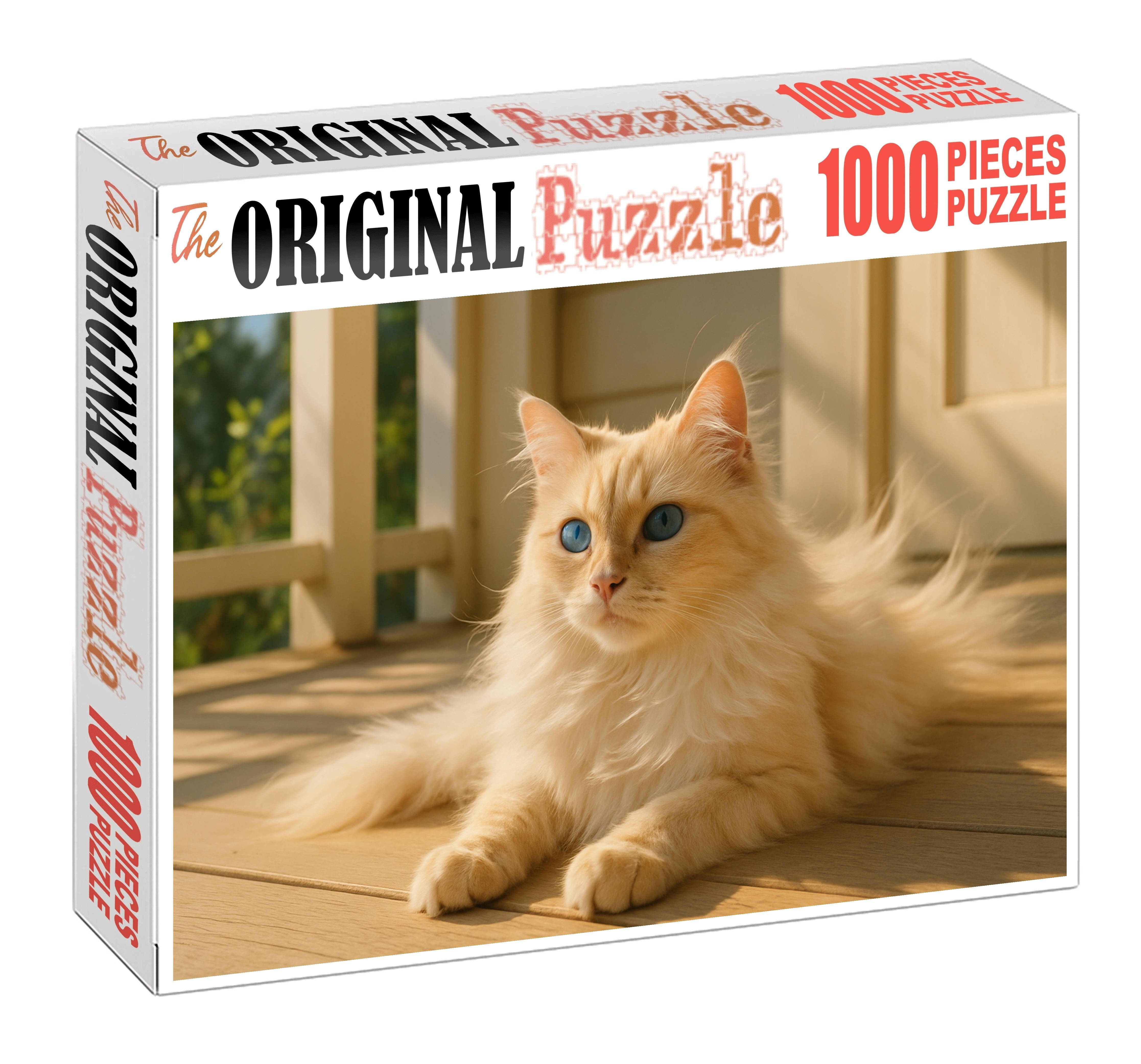 Azure Bloom Stunning Blue-eyed Longhair With Gentle Playfulness 1000 Piece Puzzle