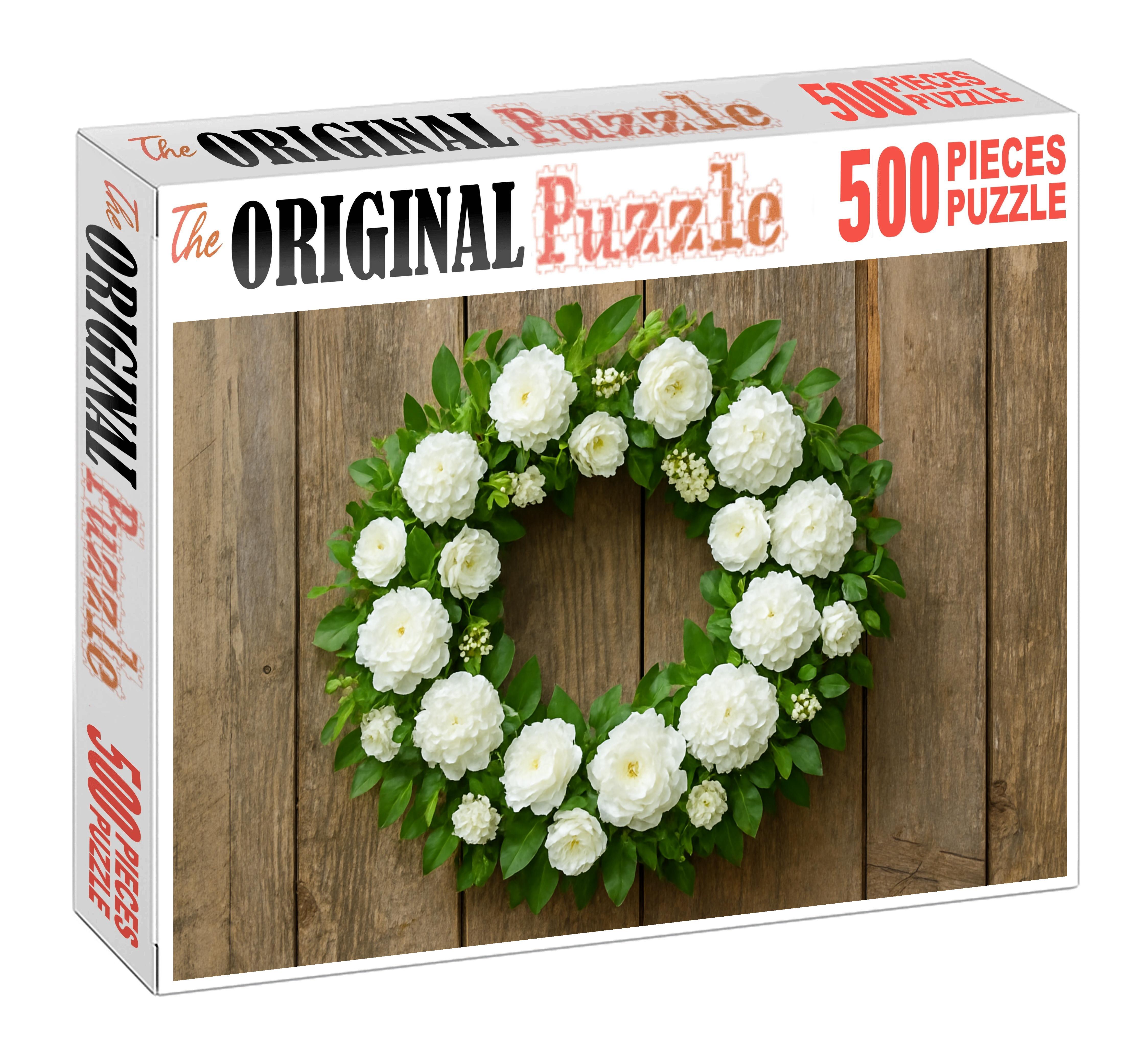 Classic White Wreath With Green Accents Family Puzzles