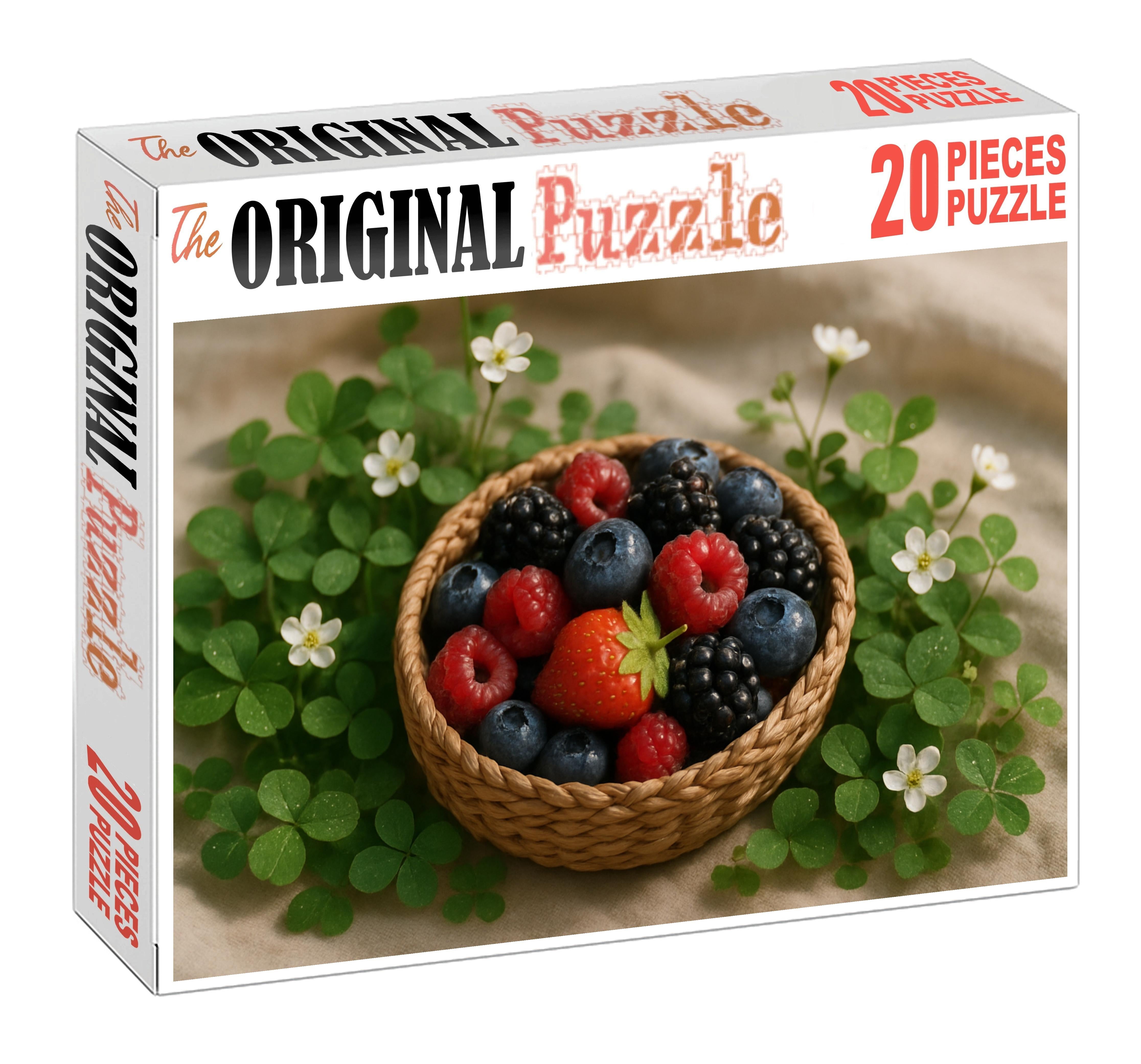 Berry Picnic Charm Handpicked Mixed Berries In Woven Basket Puzzle Challenge
