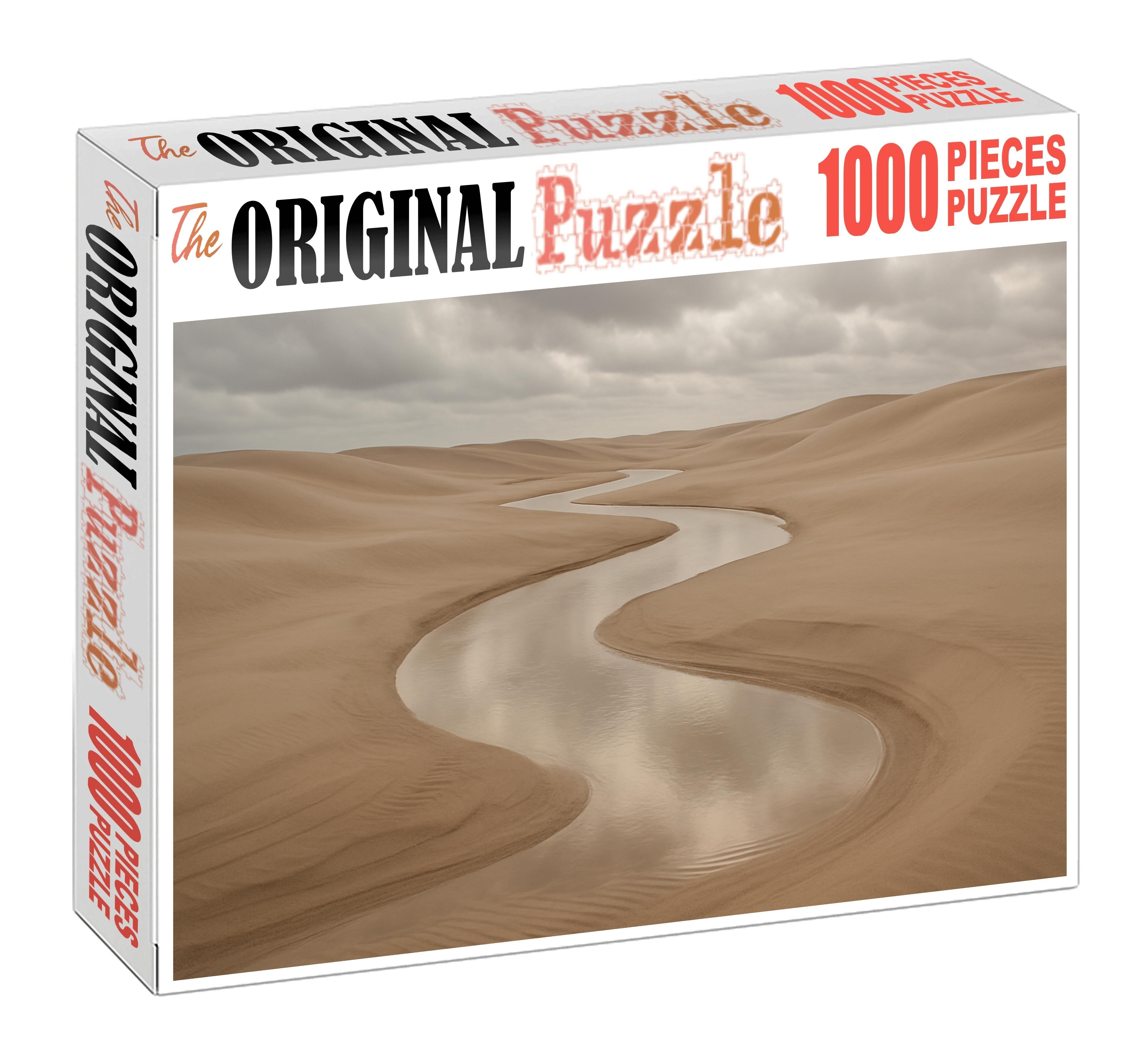 Ephemeral Silver Wash Seasonal Stream Carving Through Fine Sands Premium Puzzle Pieces