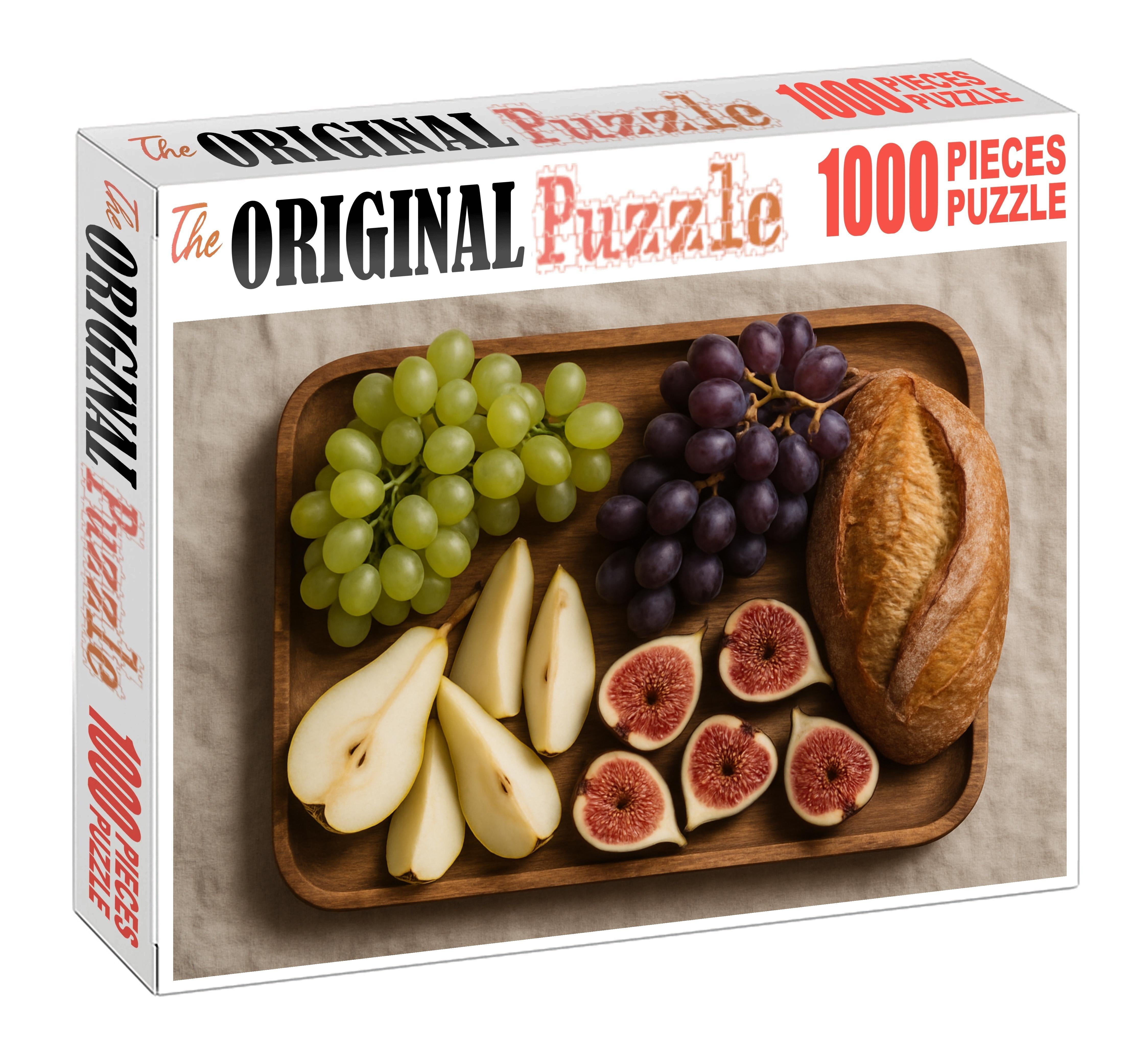 Market Day Cornucopia Fresh Grapes Figs Pears And Rustic Bread Loaf 20 Piece Puzzle