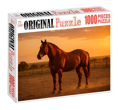 Rustic Copper Charger Sturdy Sorrel Gelding For Ranch Work Custom Jigsaw Puzzle