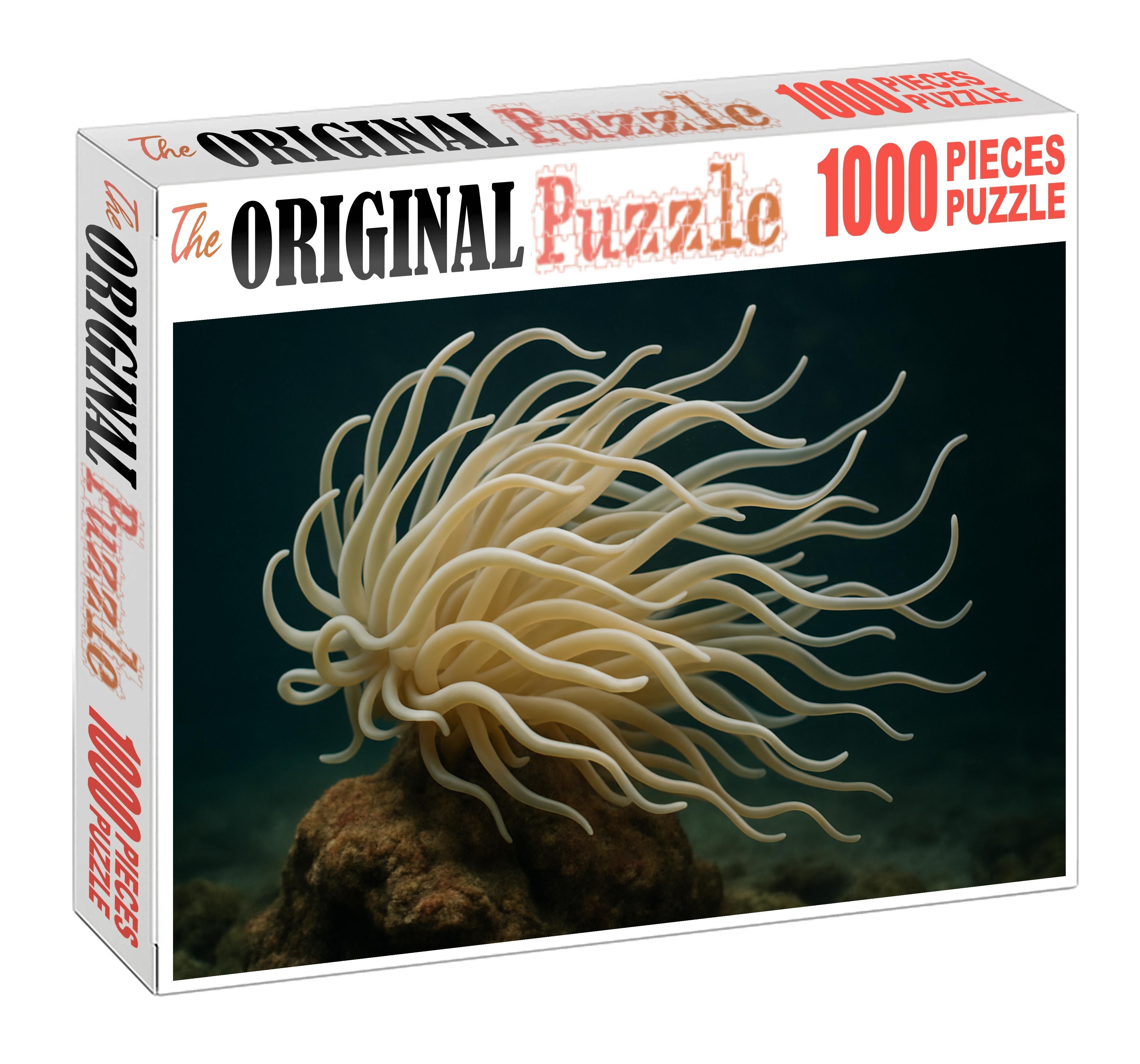 Ivory Tentacle Anemone Elegant Cnidarian With Flowing Appendages Mini Puzzle
