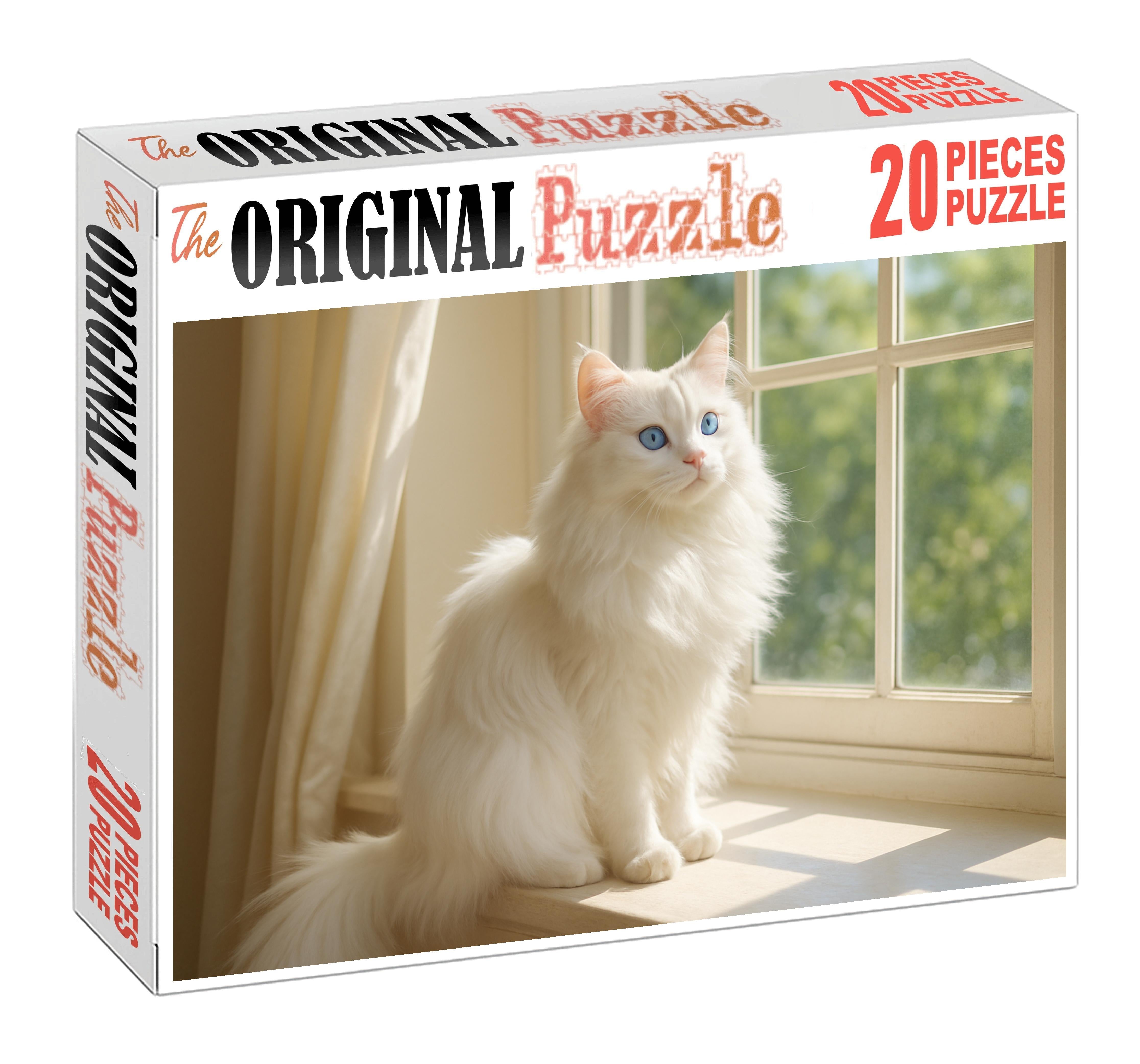 Ghostly Silk Ethereal White Longhair With Playful Whimsy Mini Puzzle