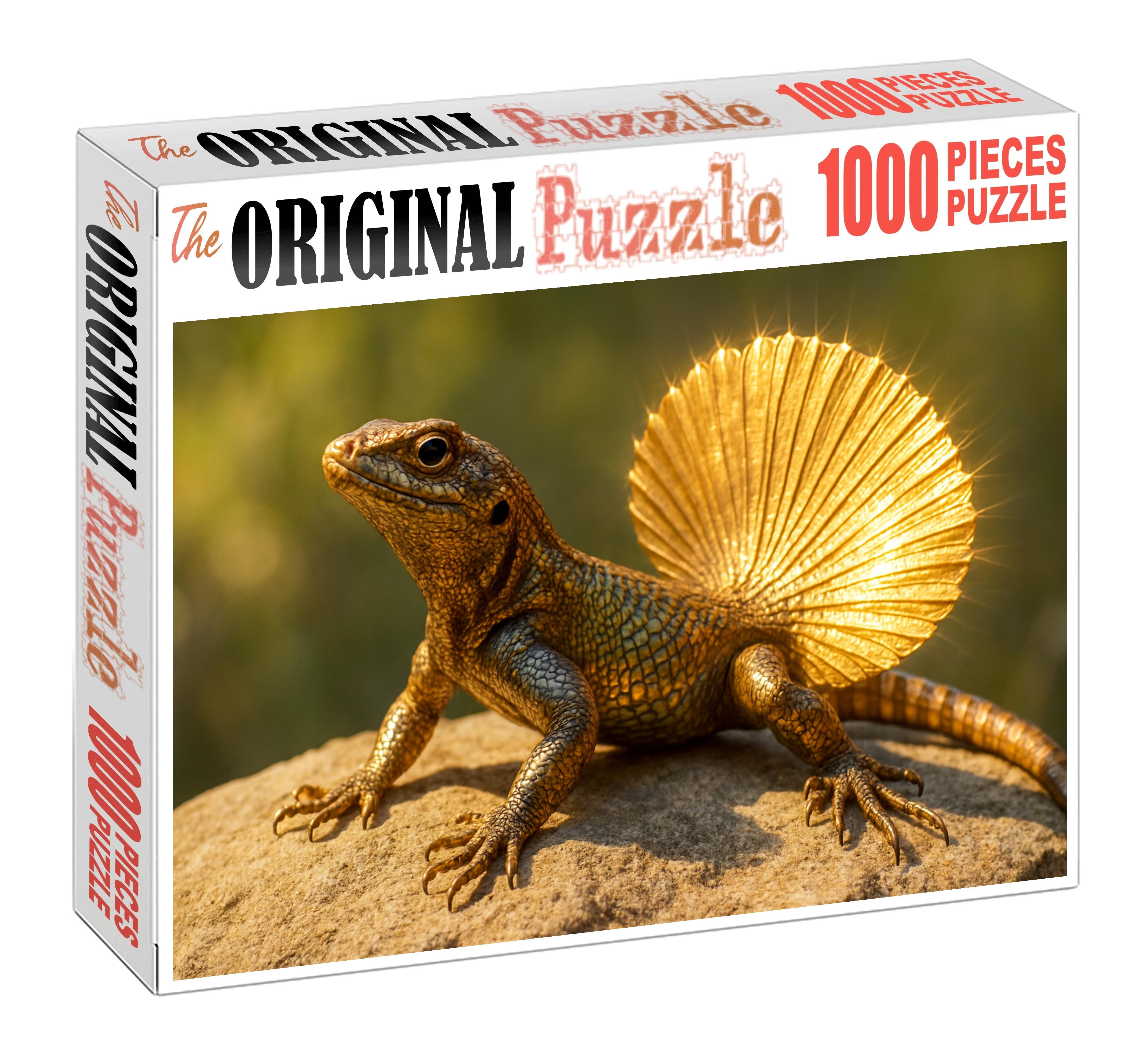 Gilded Fan-tailed Skink Shimmering Reptile With Elaborate Display Feathers Puzzle Fun