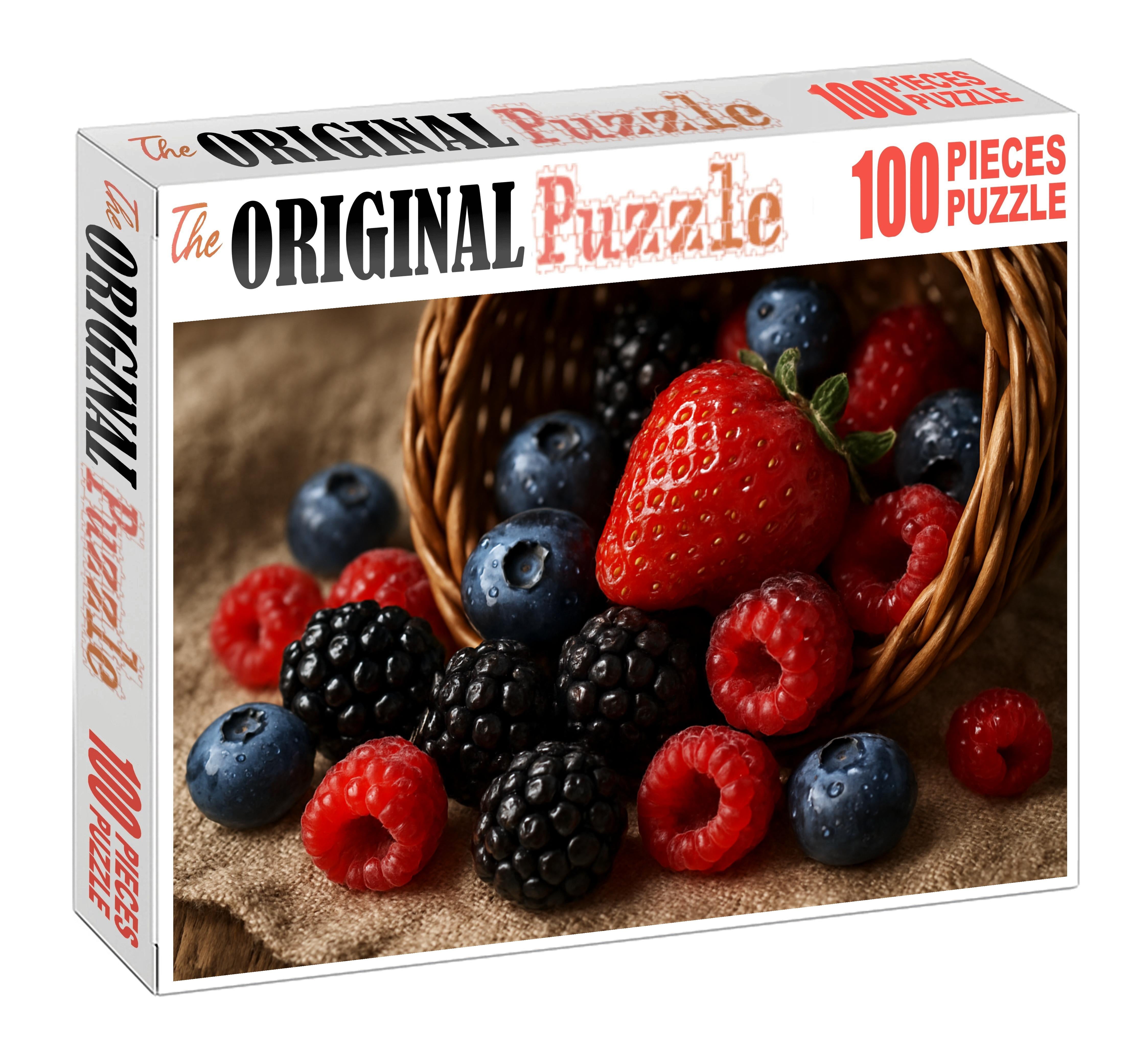 Berry Cascade A Lush Overflowing Presentation Of Raspberries Blueberries And Blackberries 1000 Piece Puzzle