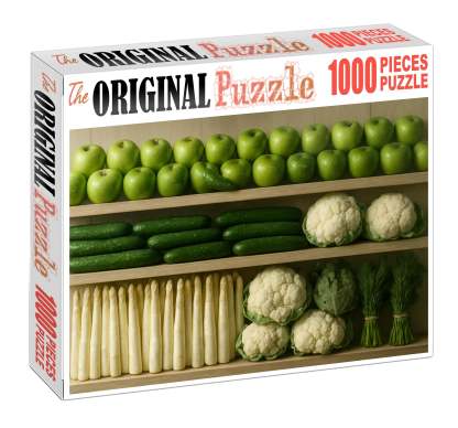 Verdant Market Aisle Green And White Vegetable And Fruit Fusion 500 Piece Puzzle