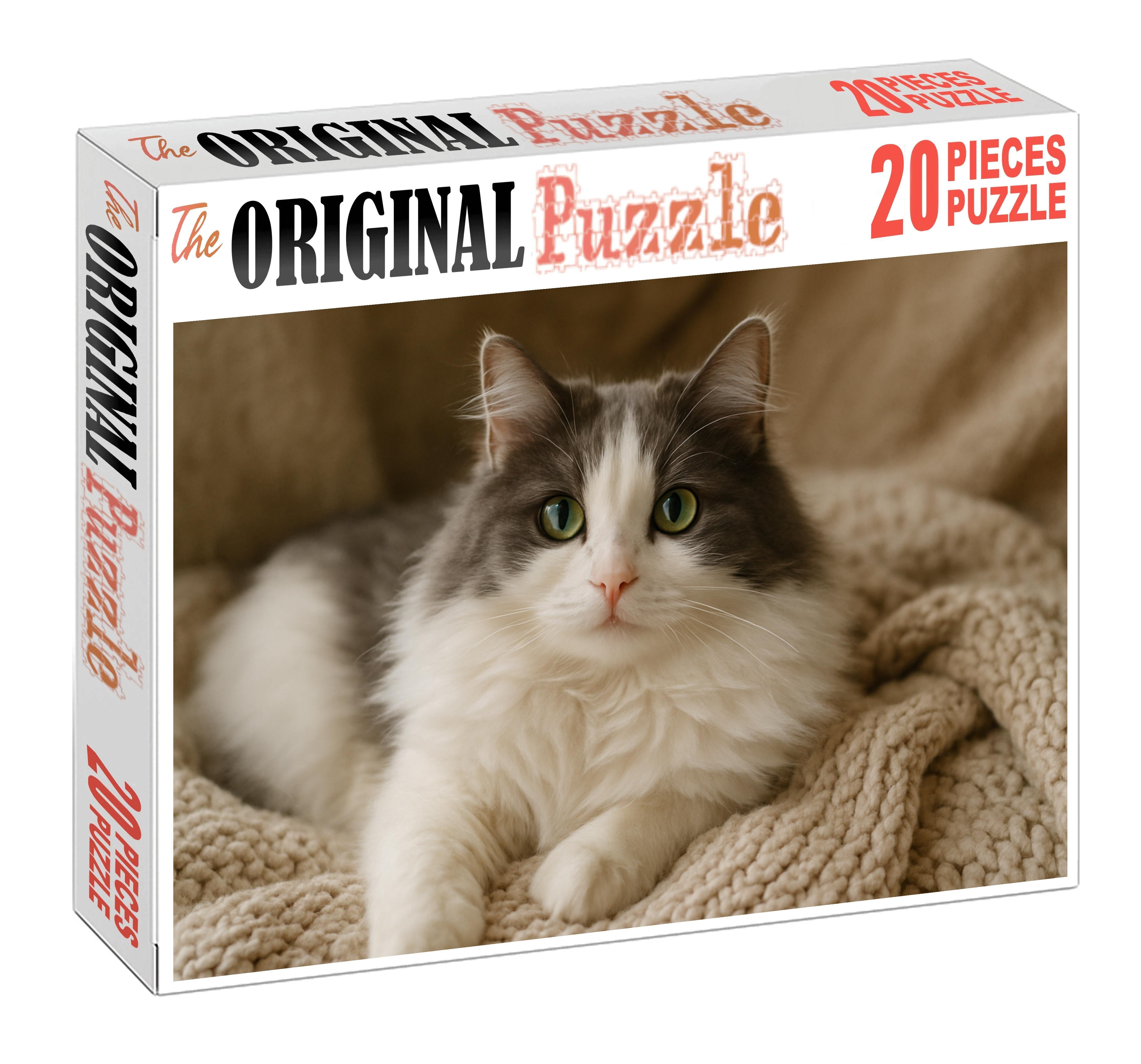 Silken Cloud Plush White And Grey Bicolor With Loving Disposition Mini Puzzle