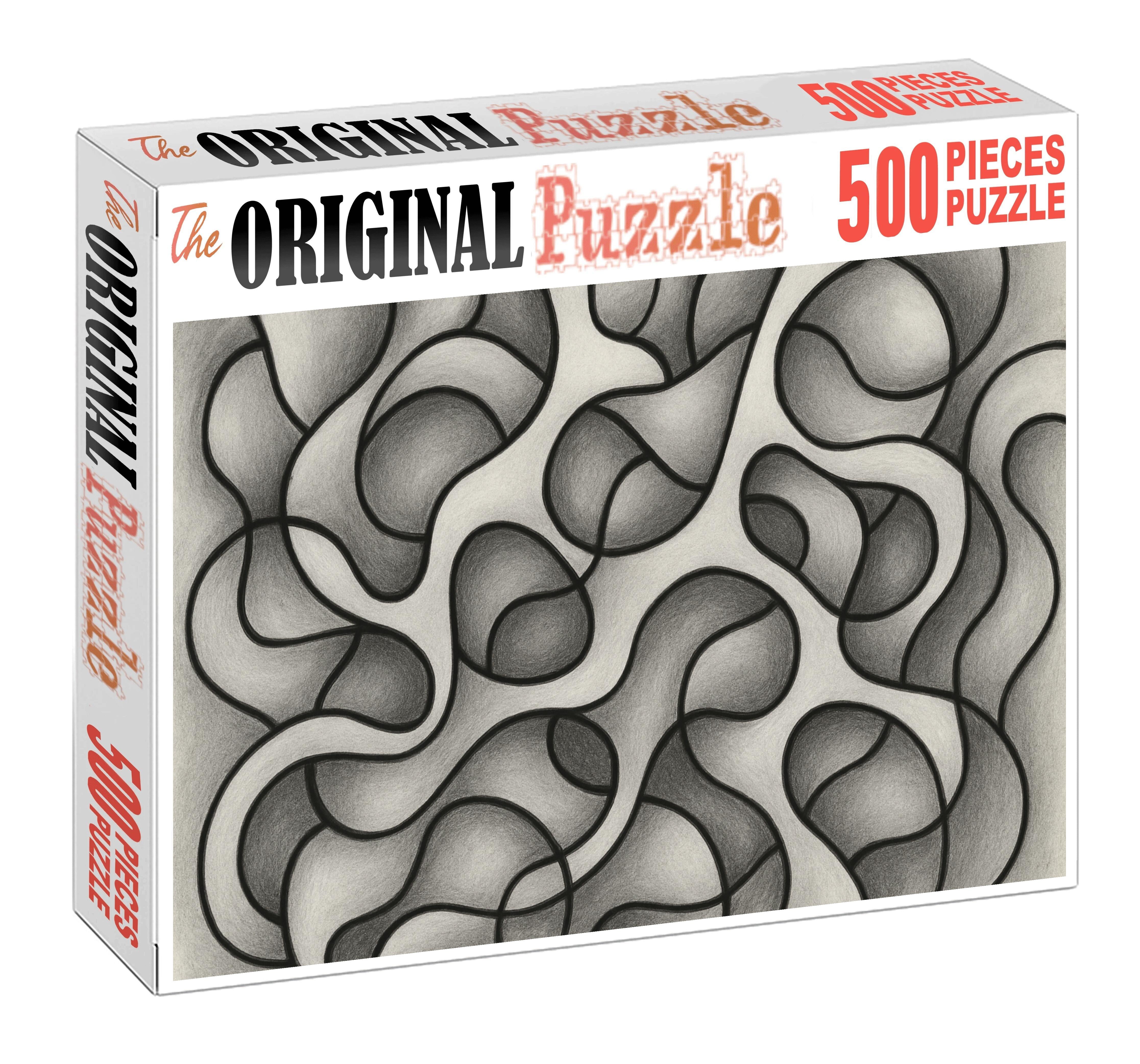 Abstract Organic Form Exploration Graphite And Ink Mixed Media Lines Puzzle For Kids