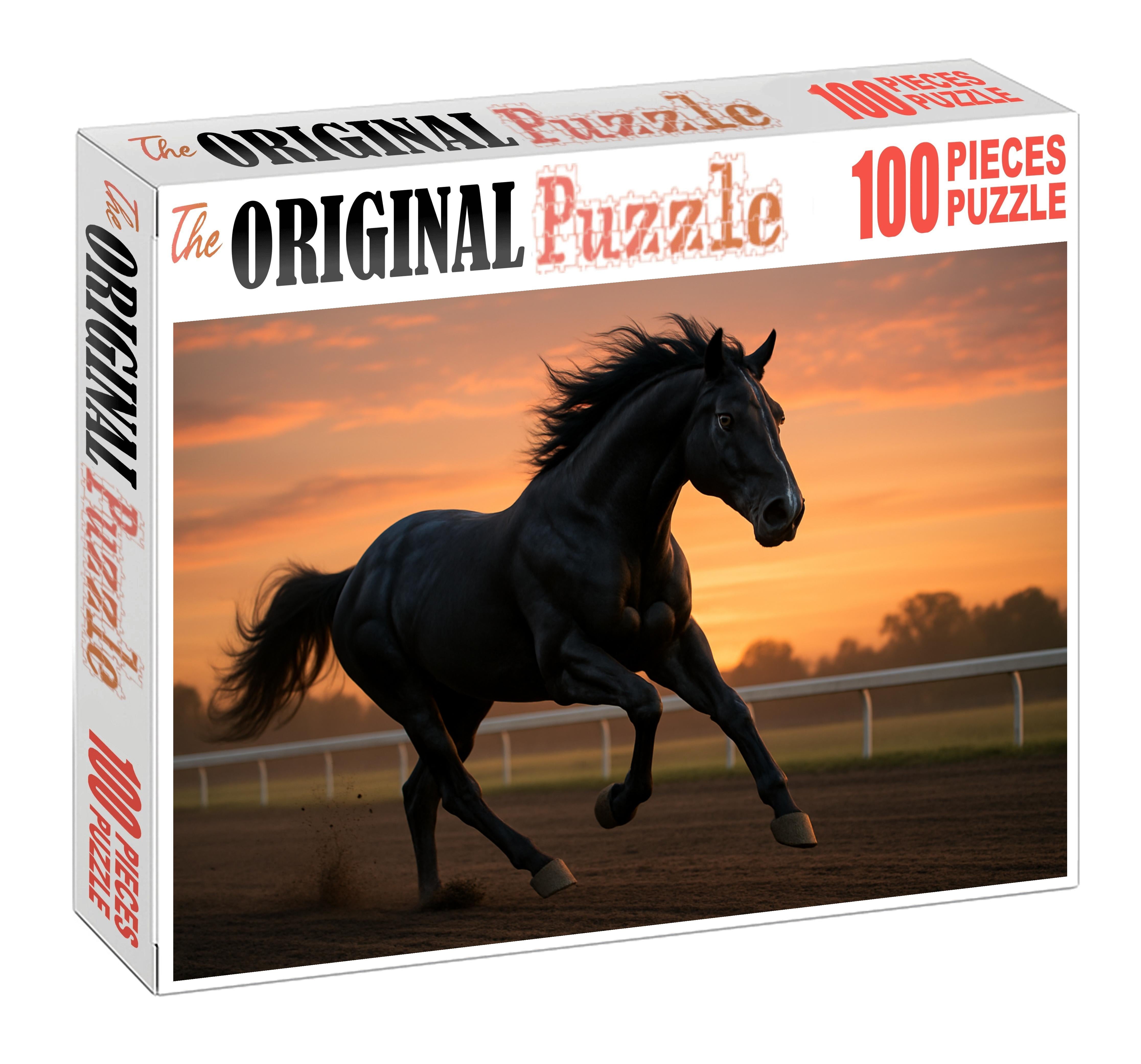 Ebony Flash Sleek Black Thoroughbred Gelding With Explosive Speed Puzzle For Kids