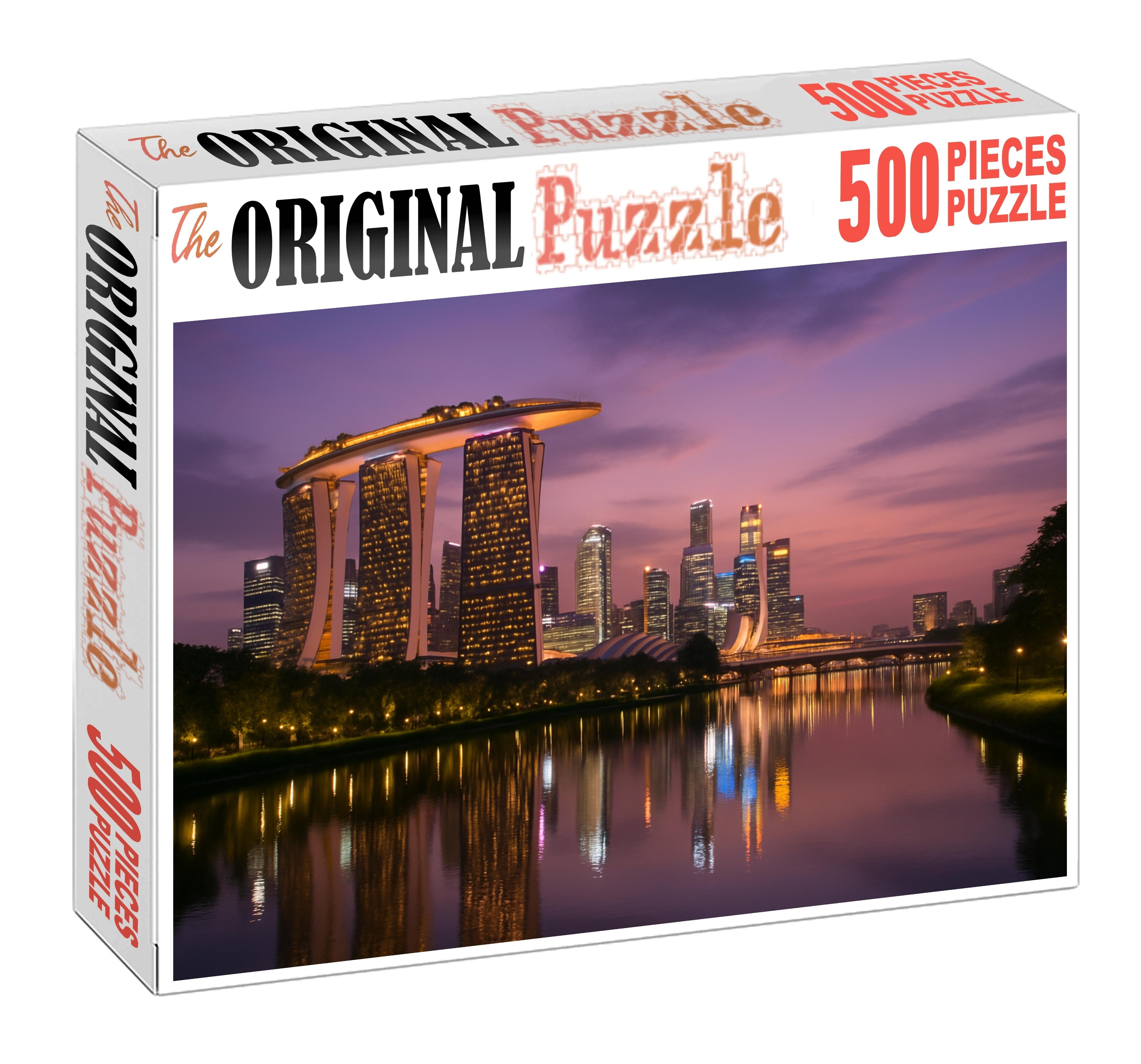Singapore Marina Bay Skyline Futuristic Waterfront Cluster With Marina Bay Sands Easy Puzzles