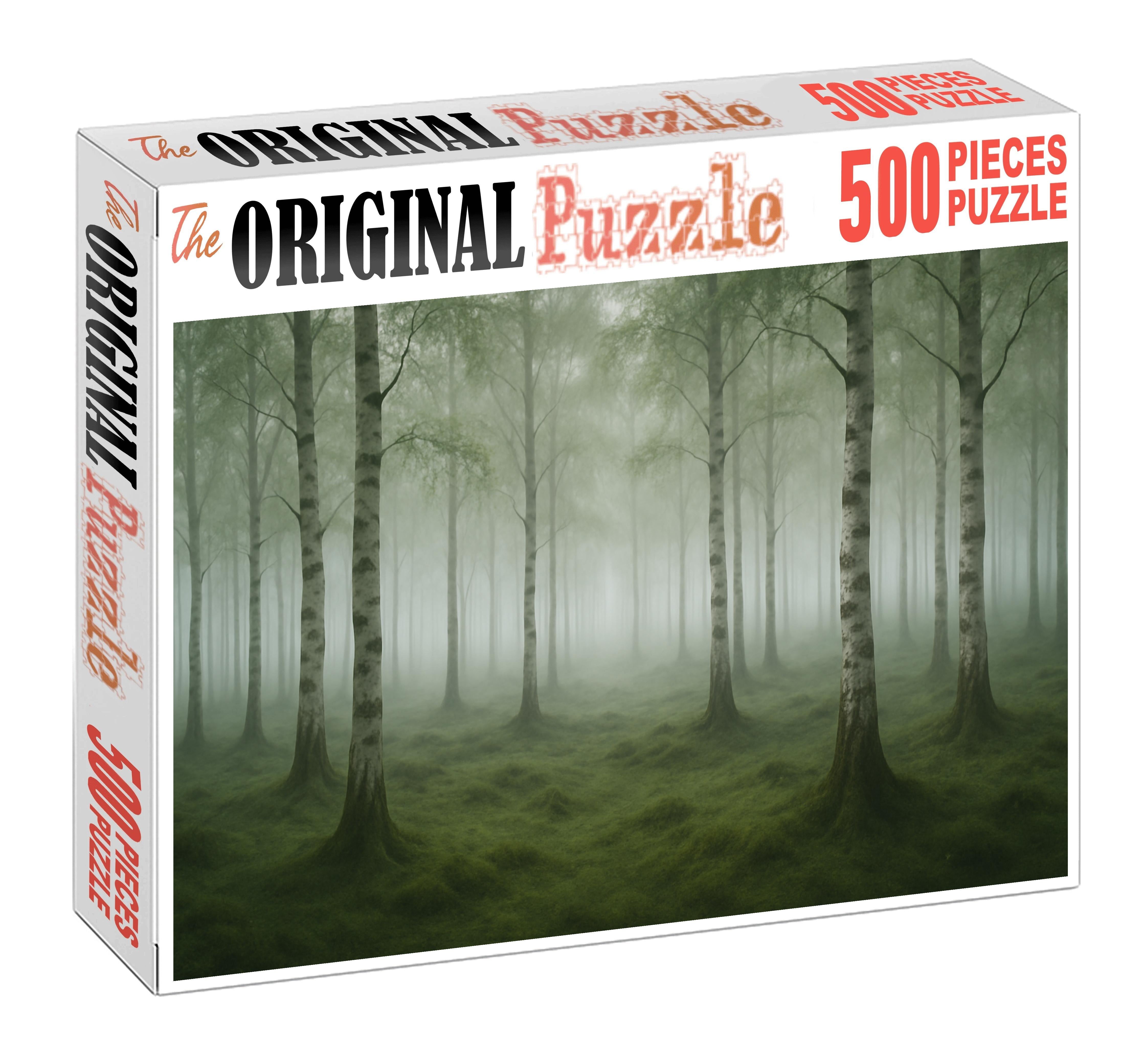 Silent Birch Grove In Morning Mist Puzzle For Kids