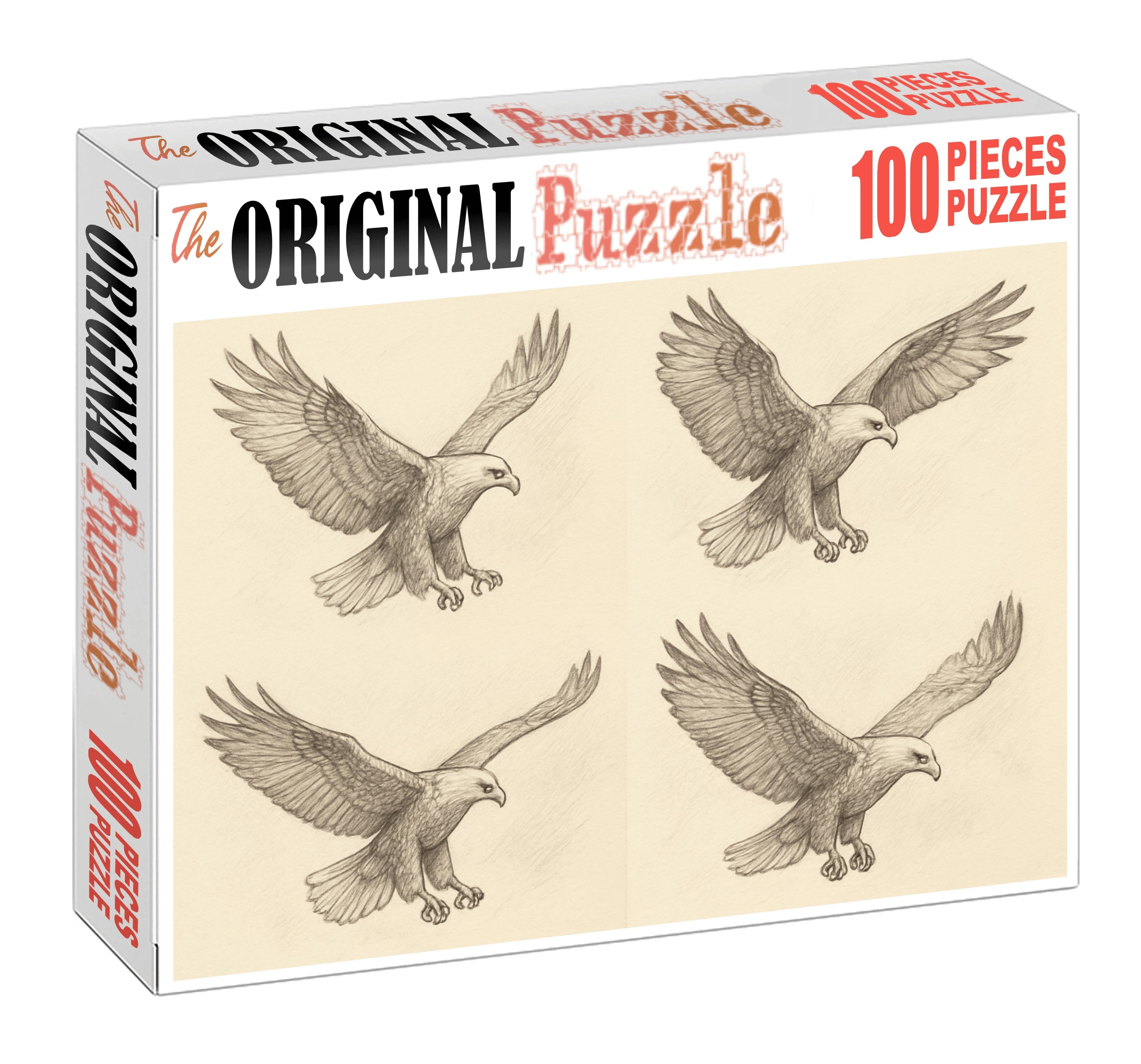 Narrative Wildlife Moment Sequential Pencil Sketches Of Soaring Eagle Family Puzzles