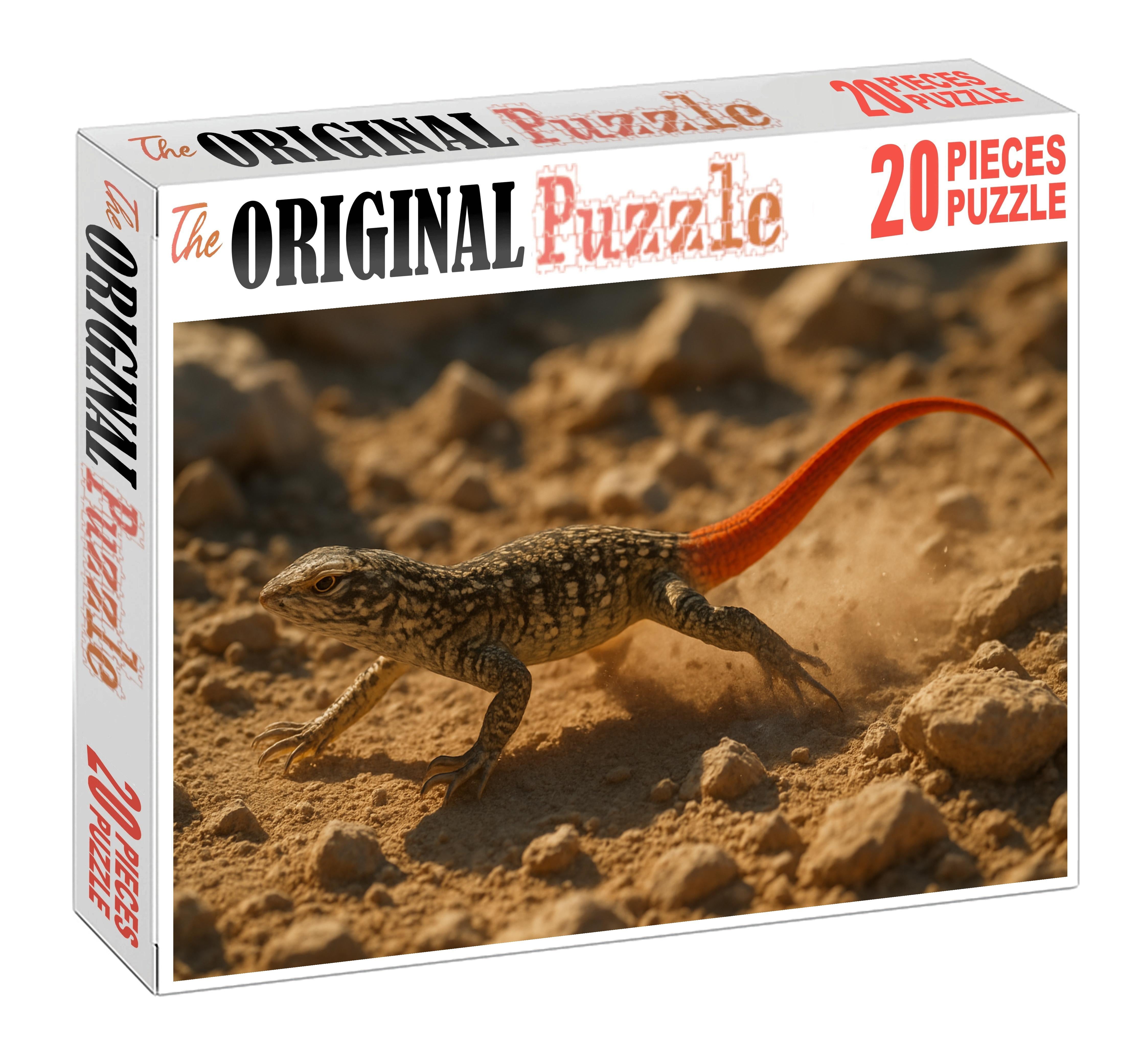 Emberback Lizard Scaled Reptile With Fiery Red Tail And Rapid Sprinting Custom Jigsaw Puzzle