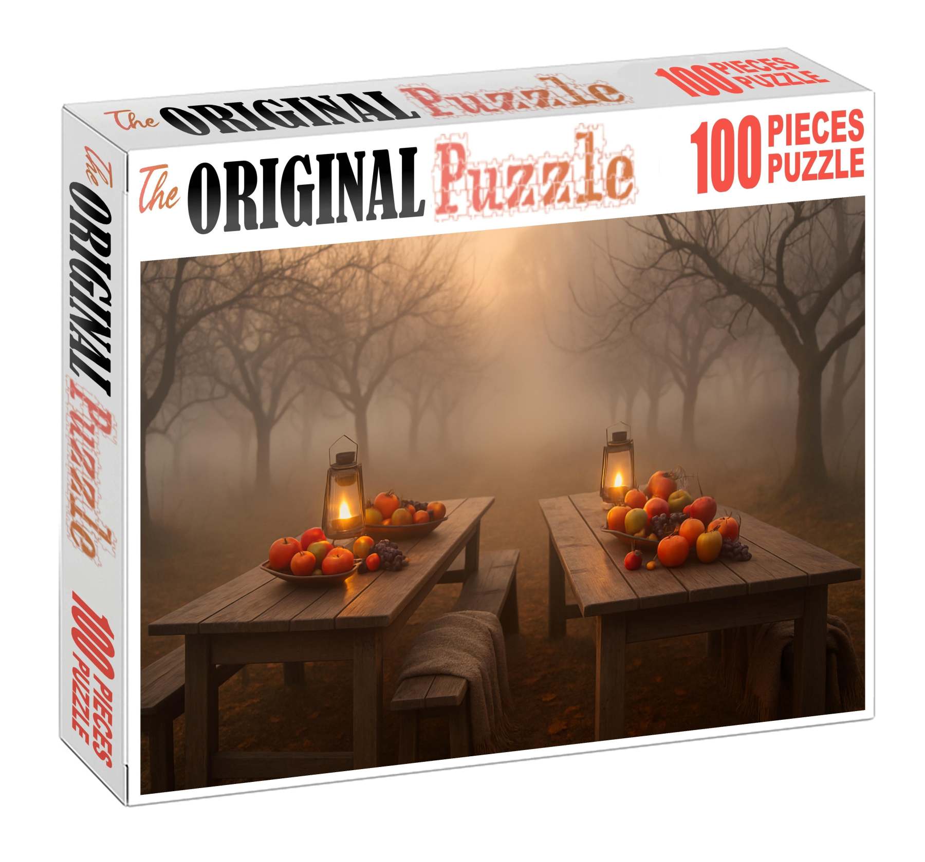Misty Autumn Orchard Crisp Air And Lantern-lit Harvest Tables 20 Piece Puzzle
