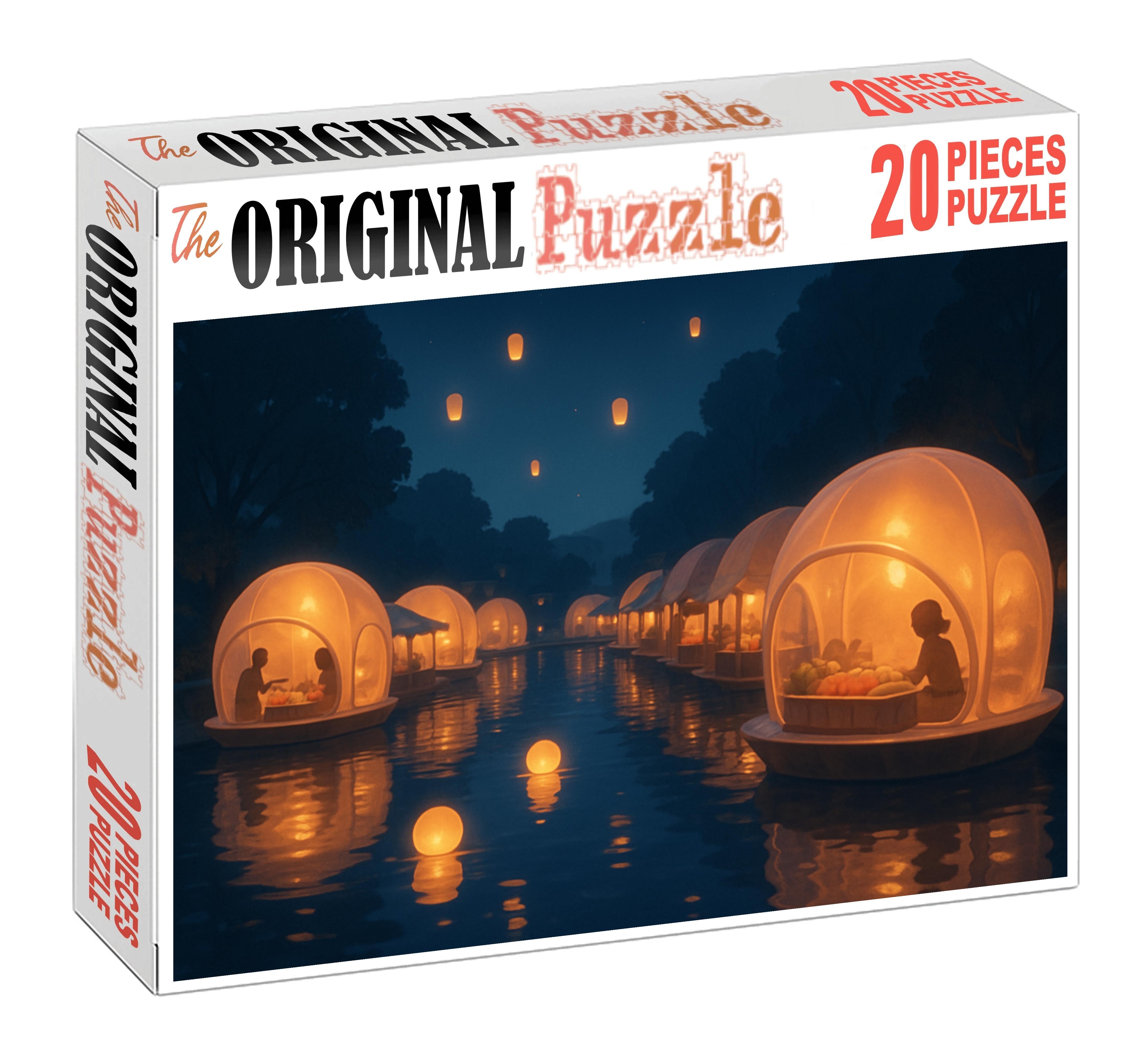 The Floating Market Of Bubble Lanterns Custom Jigsaw Puzzle