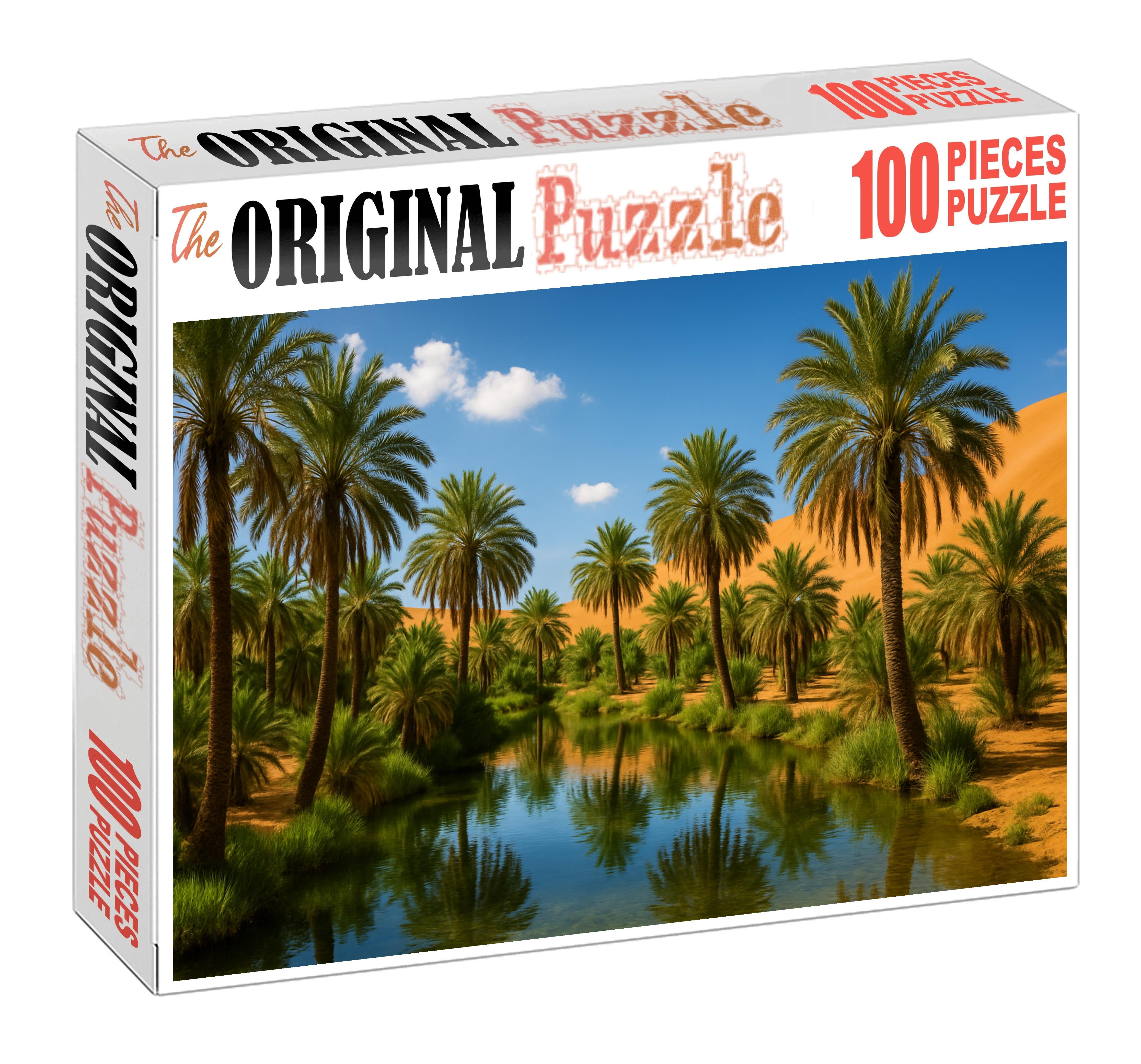 Emerald Oasis Refuge Lush Haven In Golden Sands Premium Puzzle Pieces