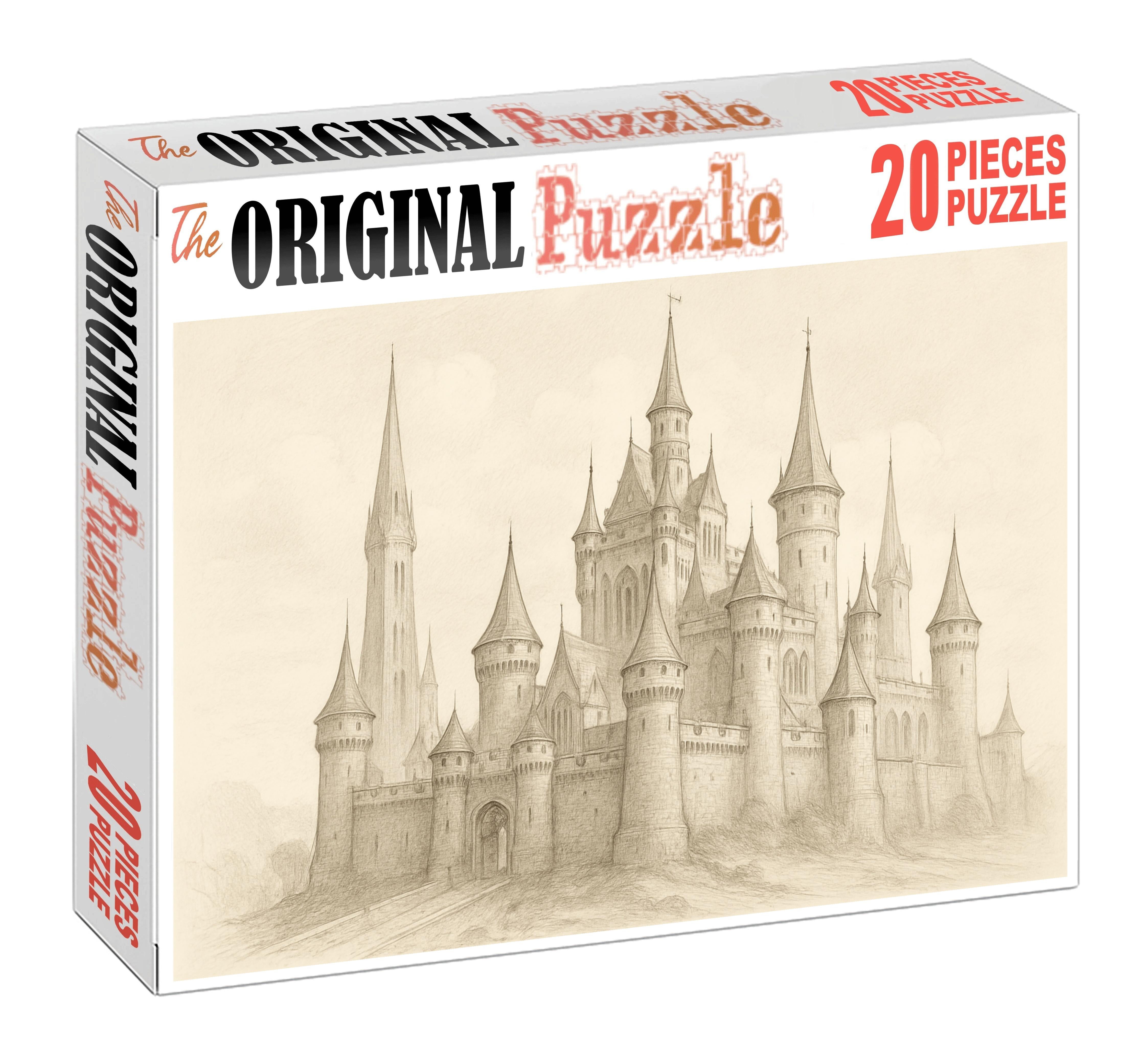 Fantasy Architecture Draft Elaborate Pencil Sketch Of Imagined Castle Family Puzzles