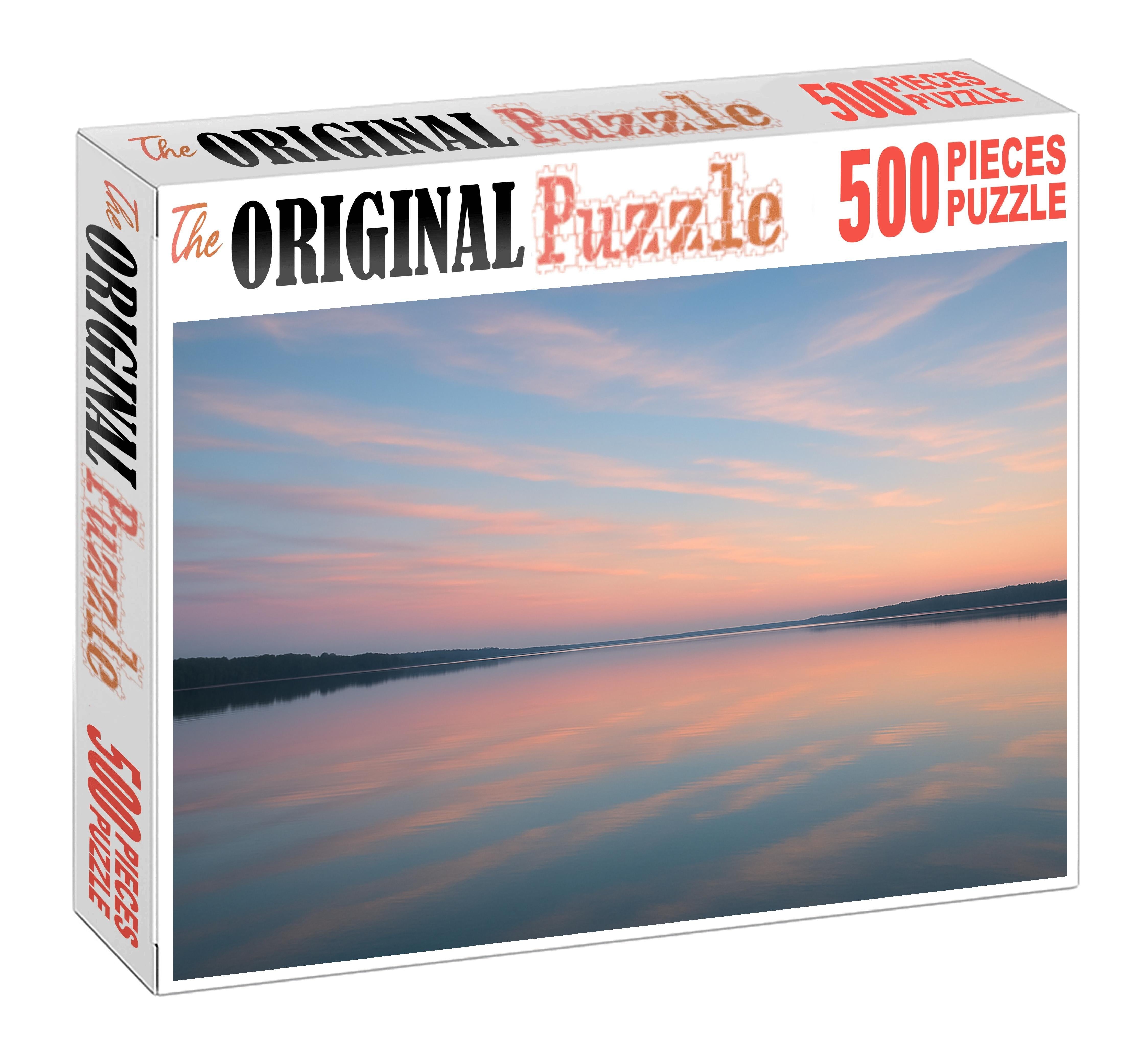 Pastel Horizon Over Serene Lake Premium Puzzle Pieces