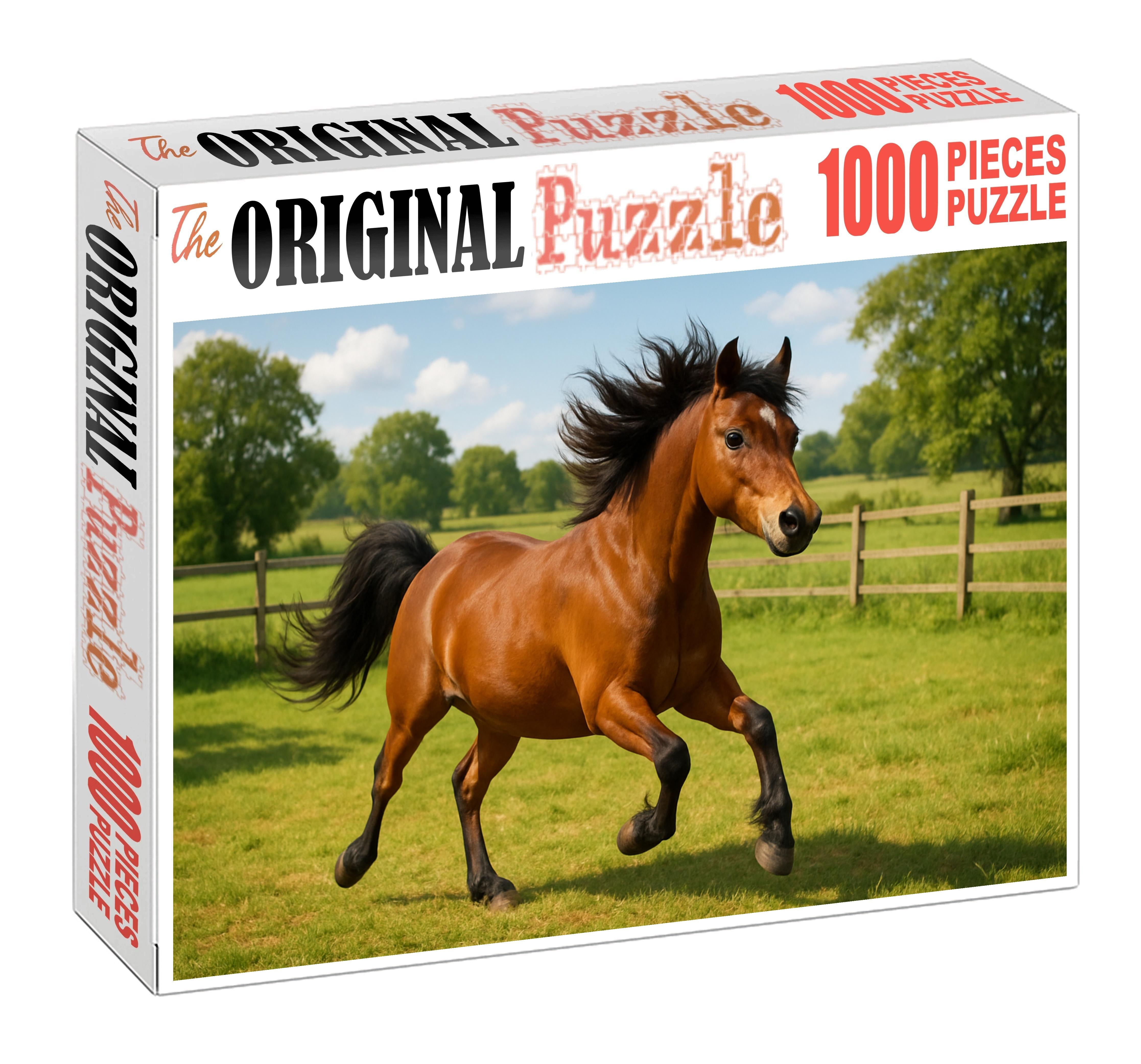Golden Meadow Pony Vibrant Bay Pony With Spirited Character 500 Piece Puzzle