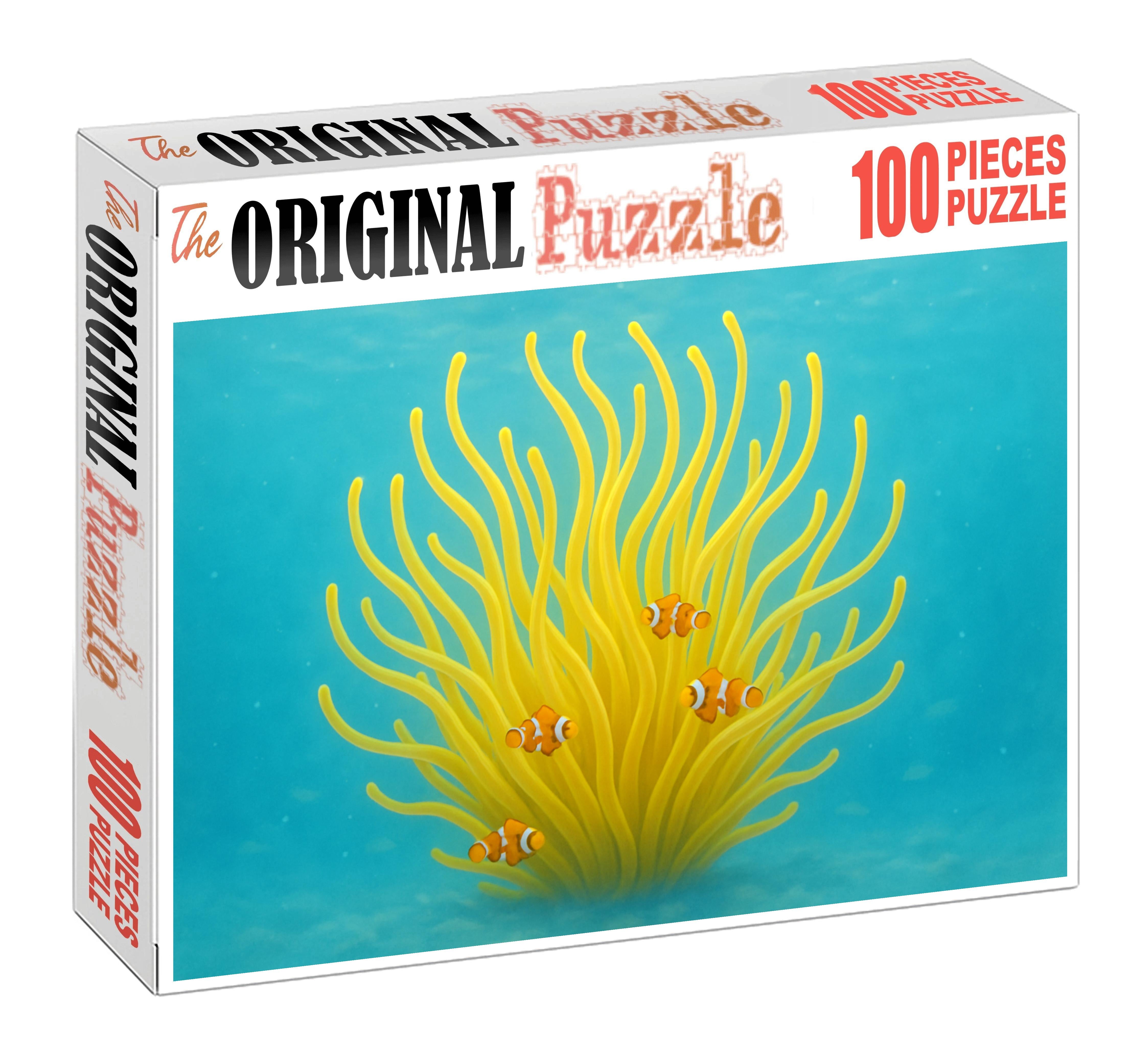 Golden Orb Anemone Radiant Tentacled Drifter With Symbiotic Clingfish 200 Piece Puzzle