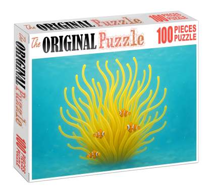 Golden Orb Anemone Radiant Tentacled Drifter With Symbiotic Clingfish 200 Piece Puzzle
