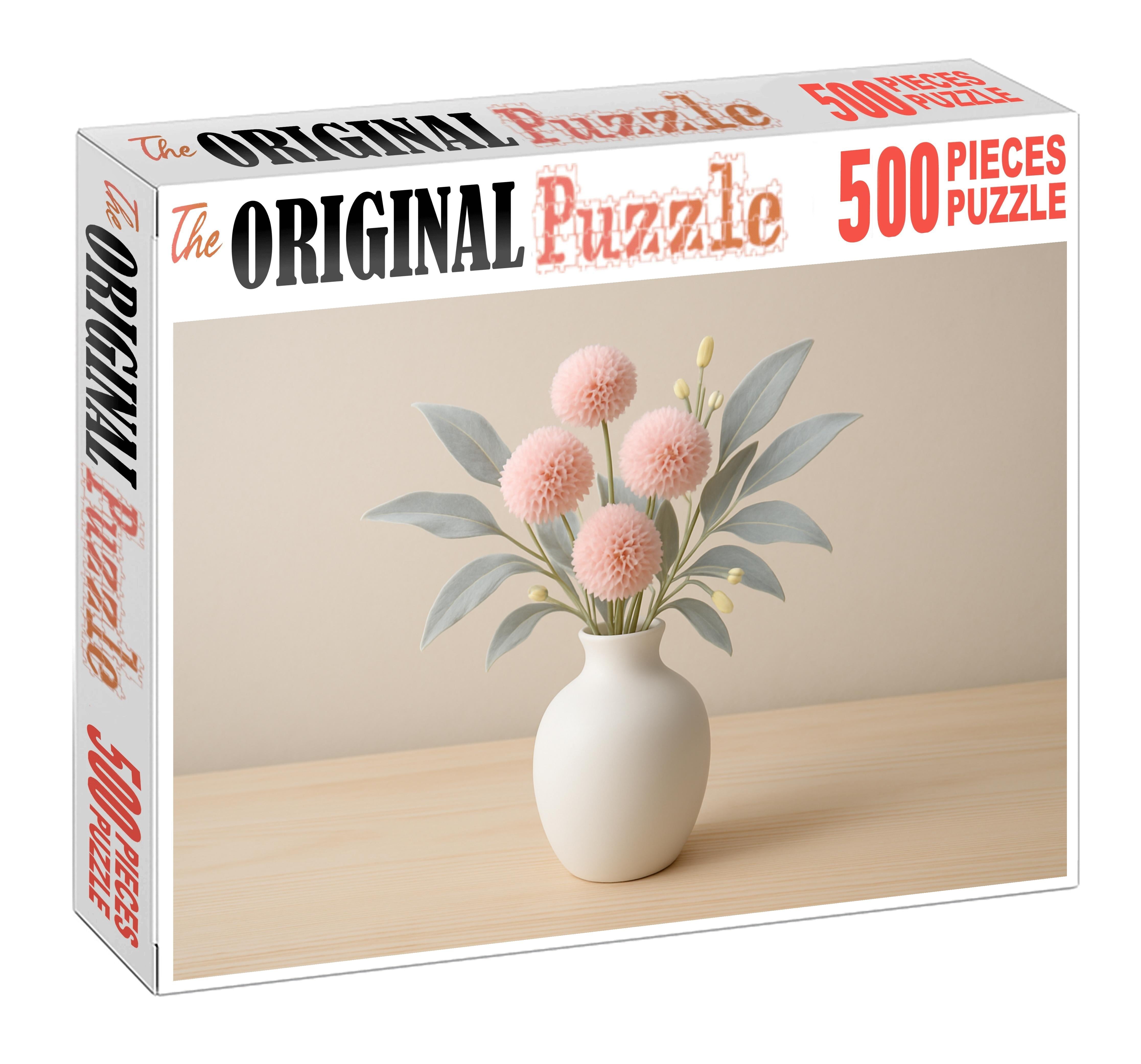 Blush Charm Vase Soft Pink Blooms With Silvery Leaves Family Puzzles