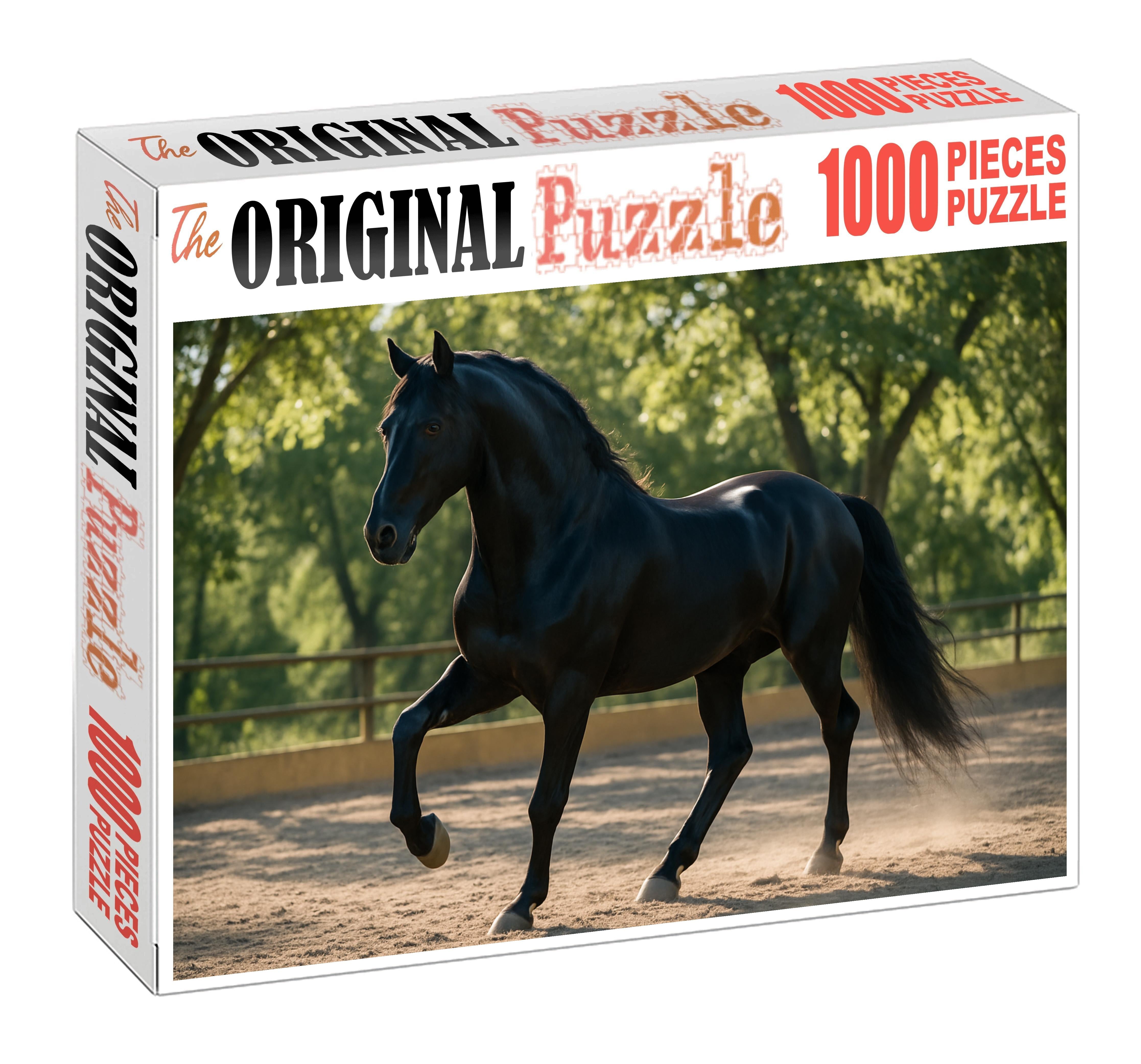Velvet Midnight Dancer Graceful Black Andalusian Stallion 500 Piece Puzzle