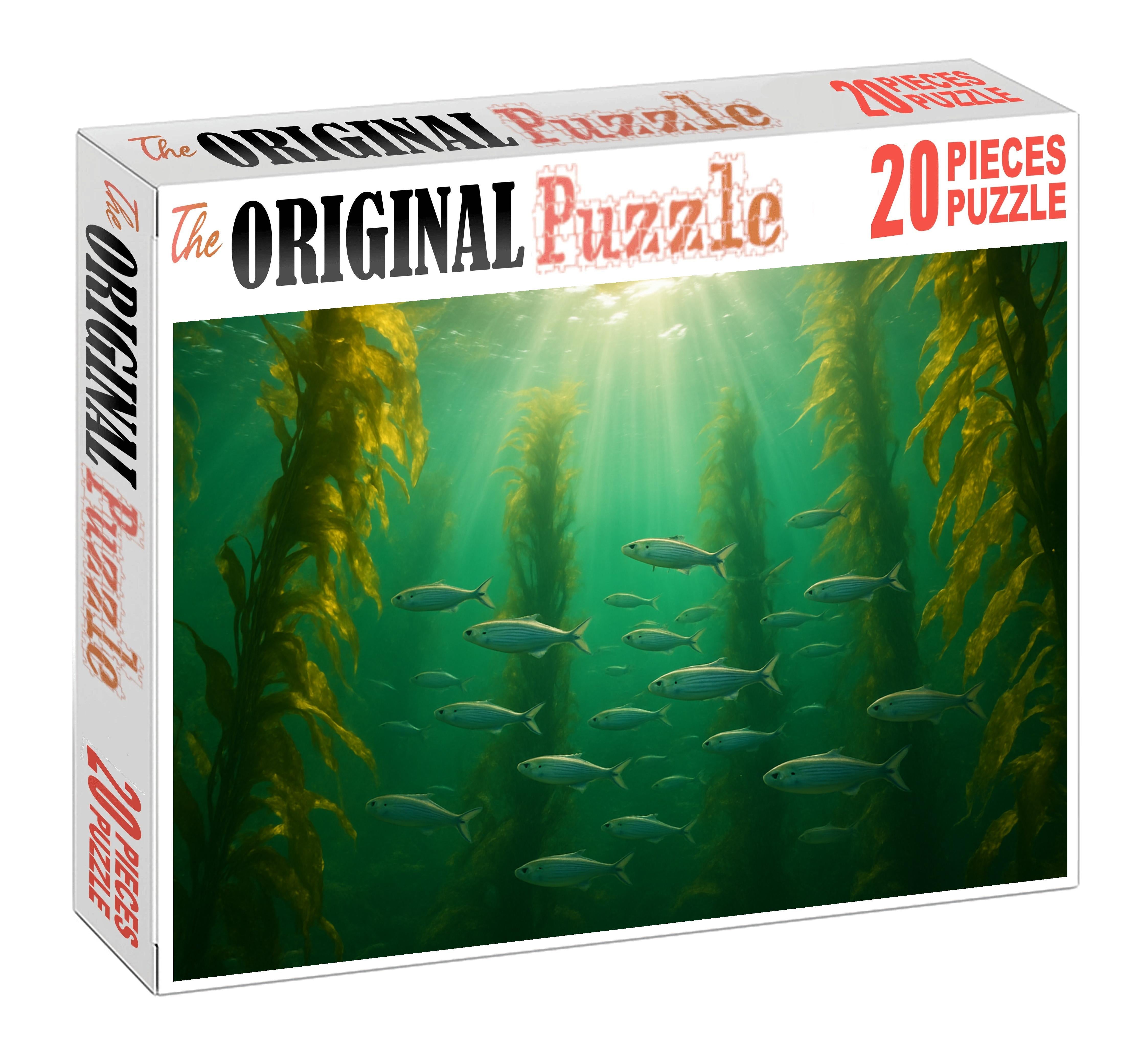 Sunlit Kelp Canopy Swirling Fronds In Shallow Epipelagic Flow 50 Piece Puzzle