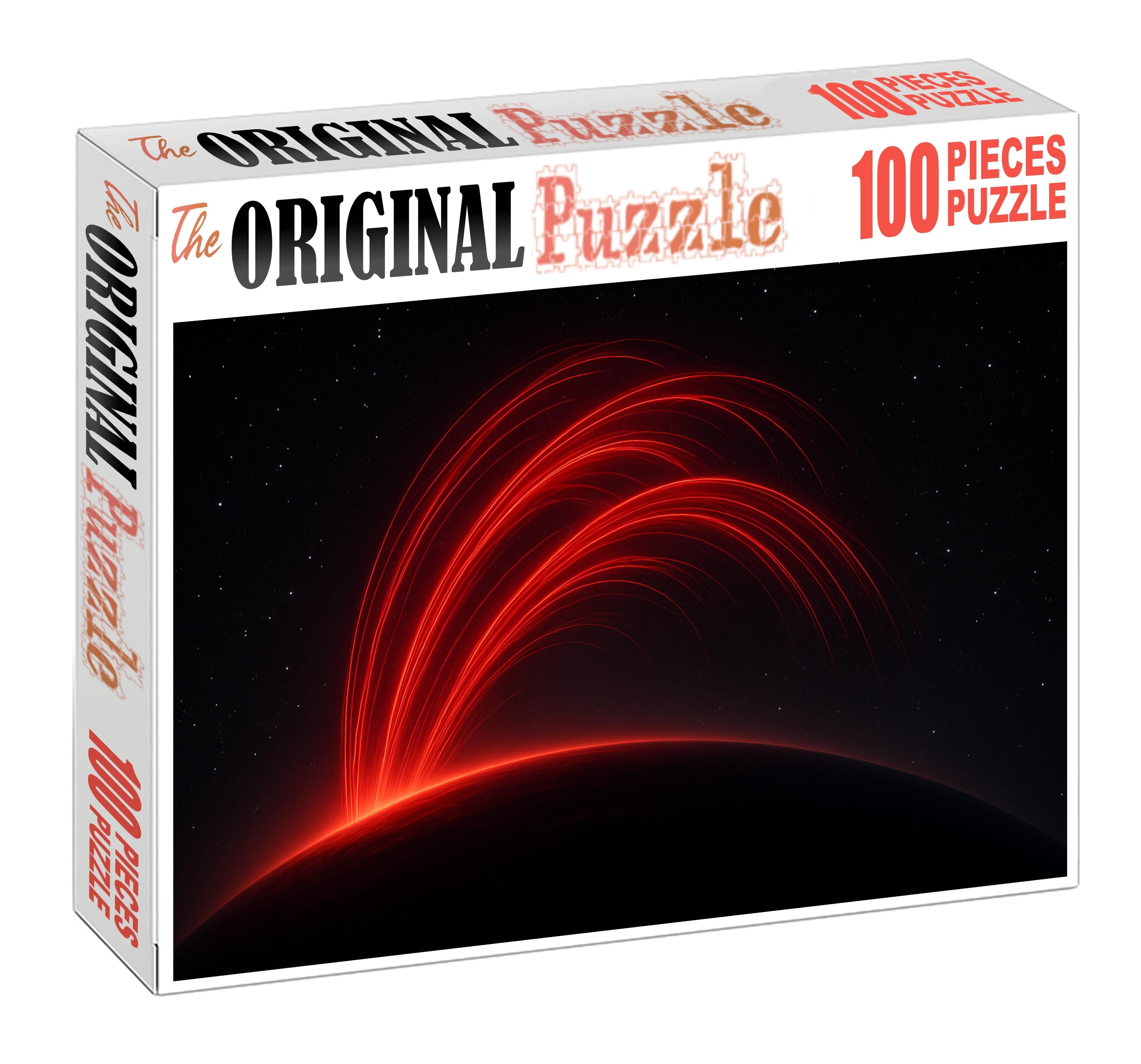 Crimson Plasma Arc Stream Unique Puzzle Design