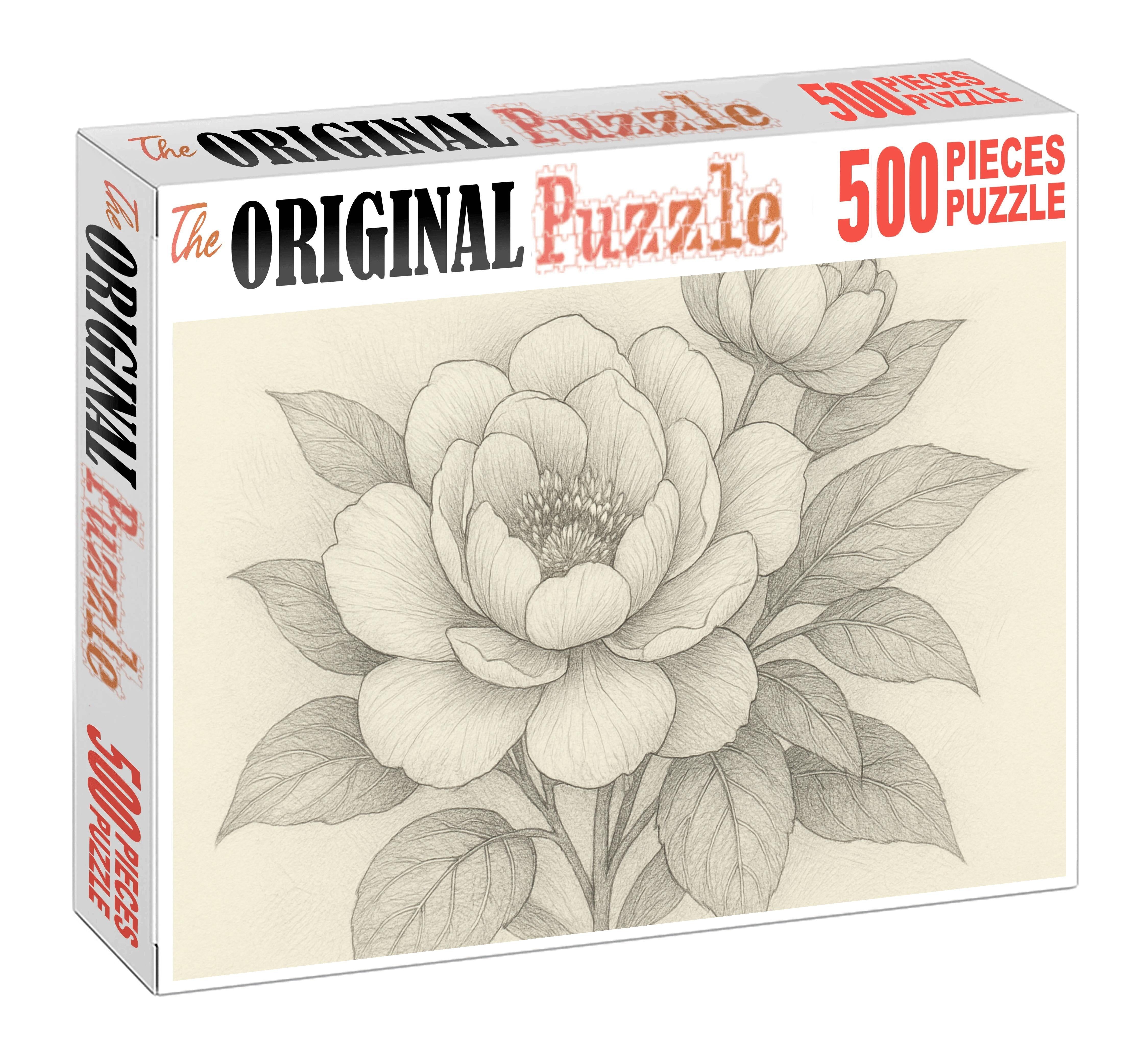 Intricate Floral Pattern Study Delicate Graphite Line Art With Layered Detail Mini Puzzle