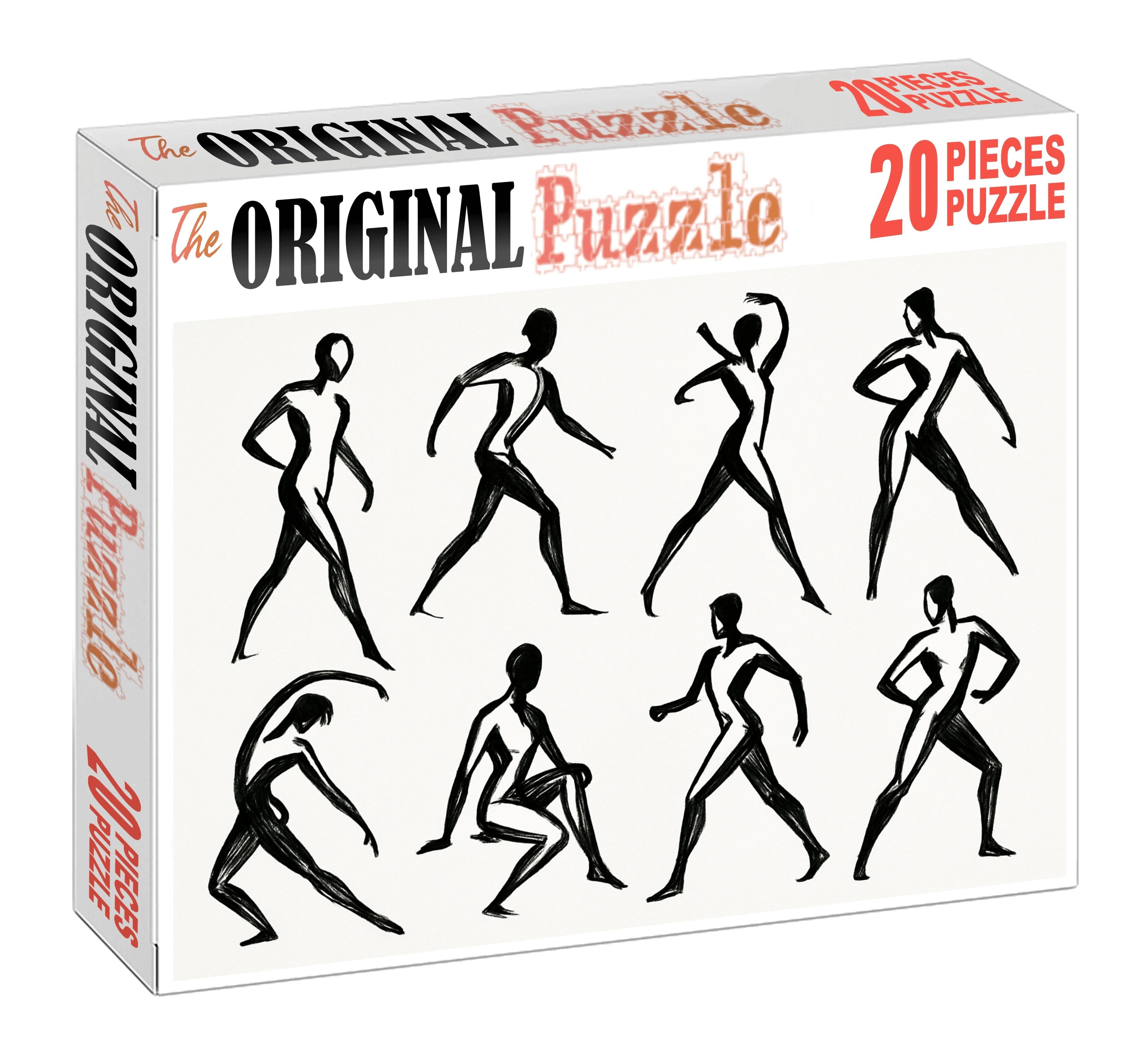 Dynamic Human Figure Studies Expressive Brush Pen Gesture Drawings Puzzle Challenge