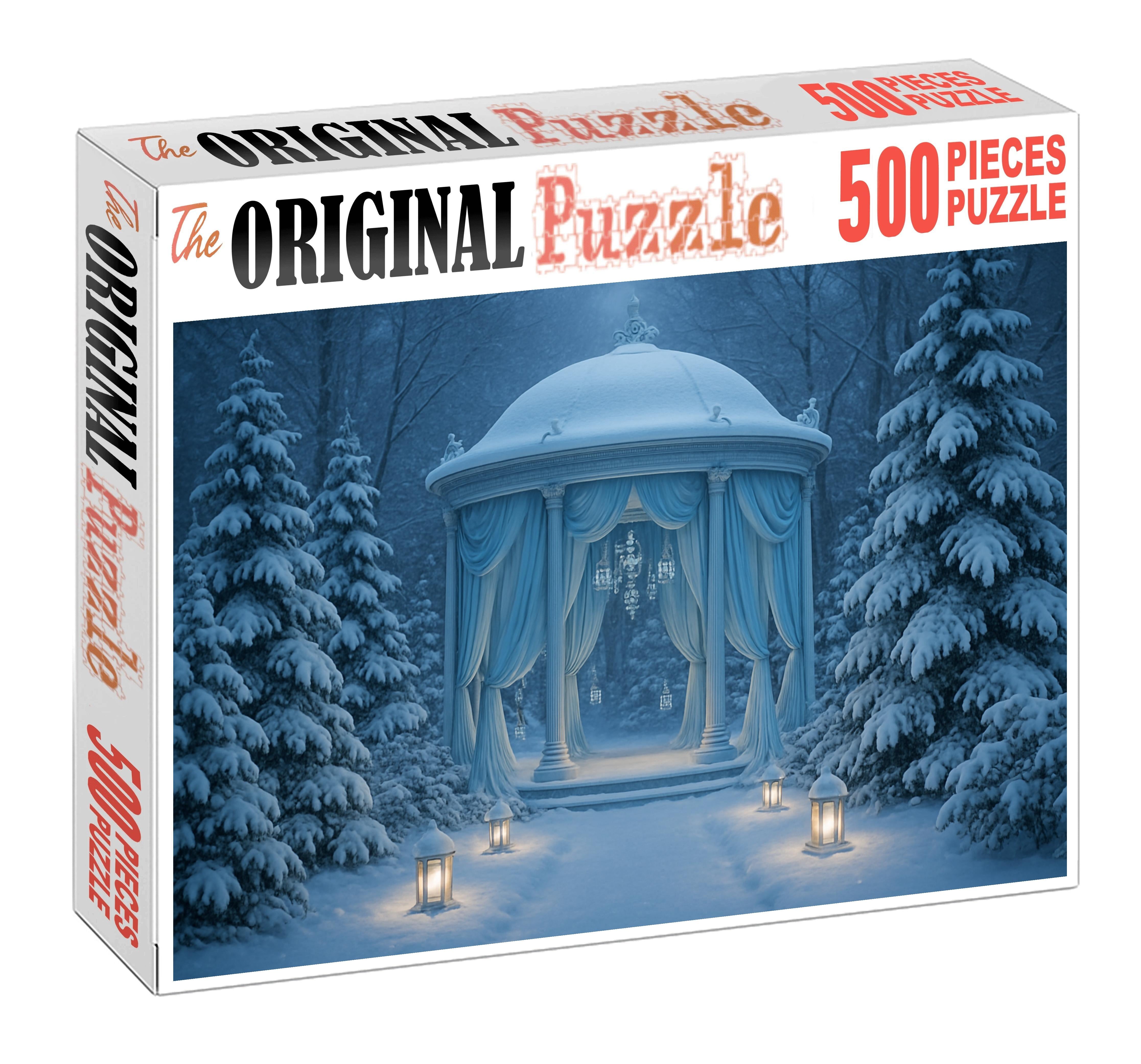 Crystal Frost Pavilion Icy Blue Elegance In A Winter Garden 20 Piece Puzzle