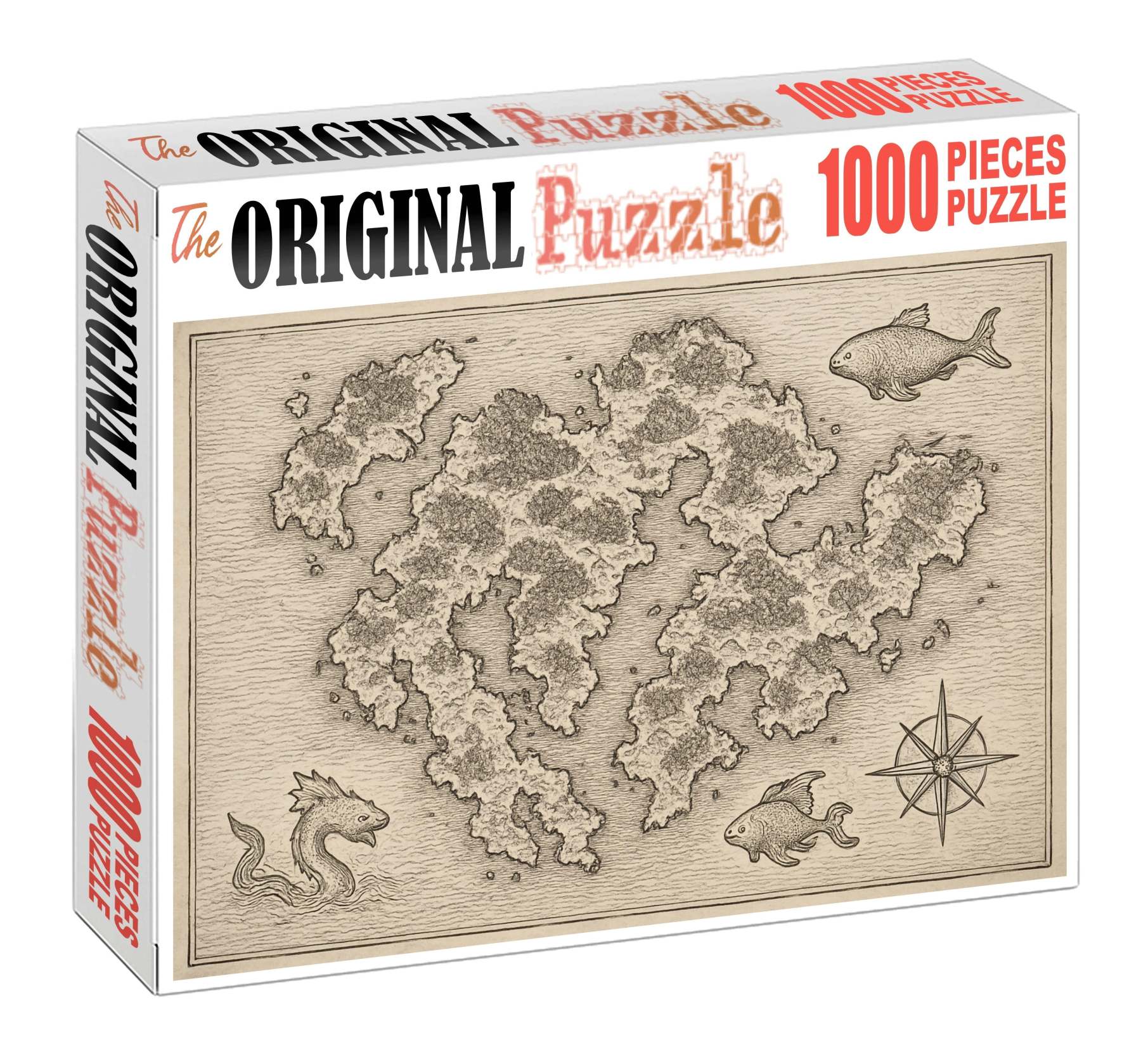 Fanciful Nautical Map Detailed Pen Illustration Of Imaginary Archipelago 20 Piece Puzzle